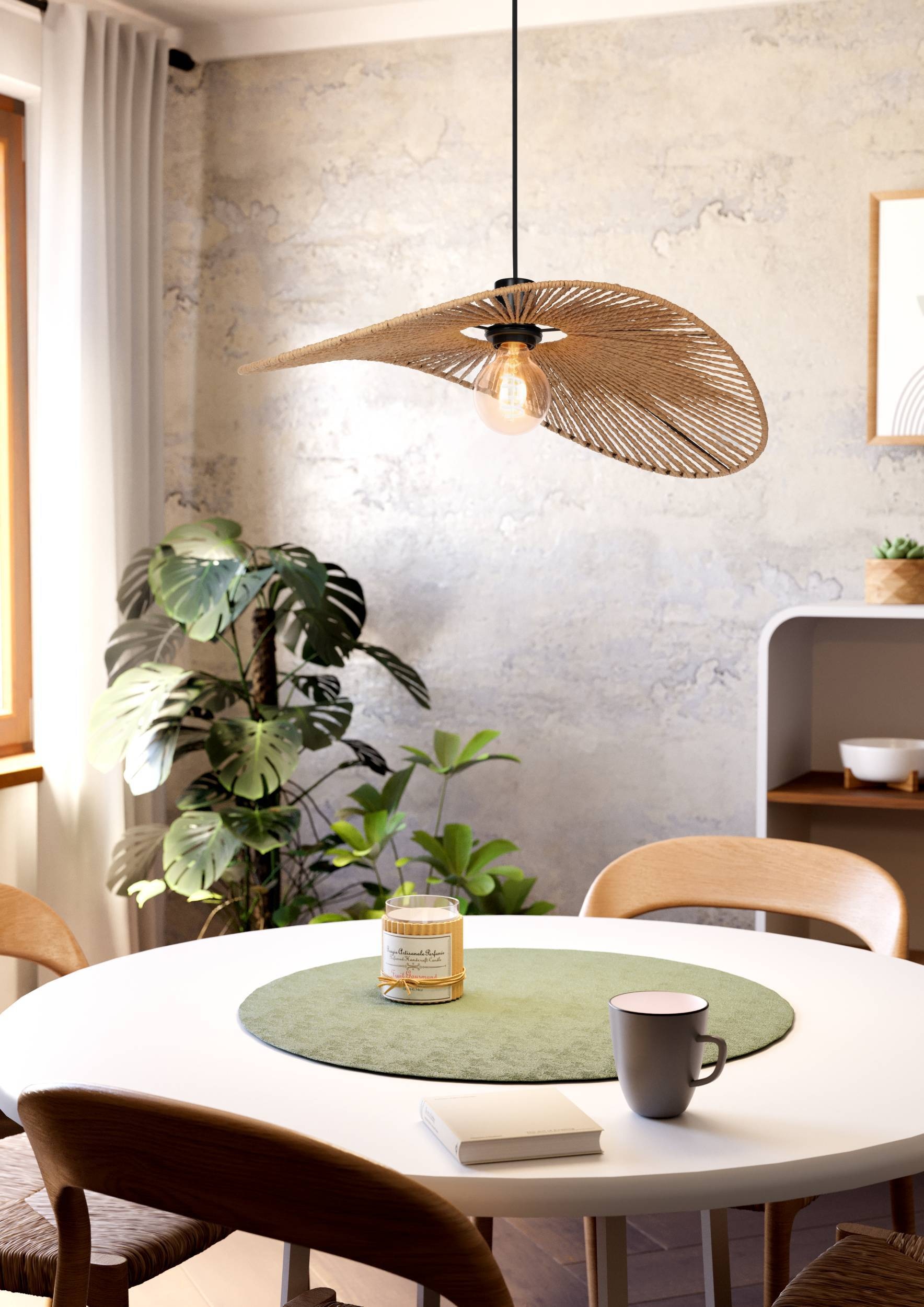 EGLO Hängeleuchte »Siruela Hängelampe, Esszimmerlampe, Papier und Metall, E27, Lampe« E27 1 Stk. Hängeleuchte - L56 x B40 x H110 cm - schwarz - 1X42W exkl.