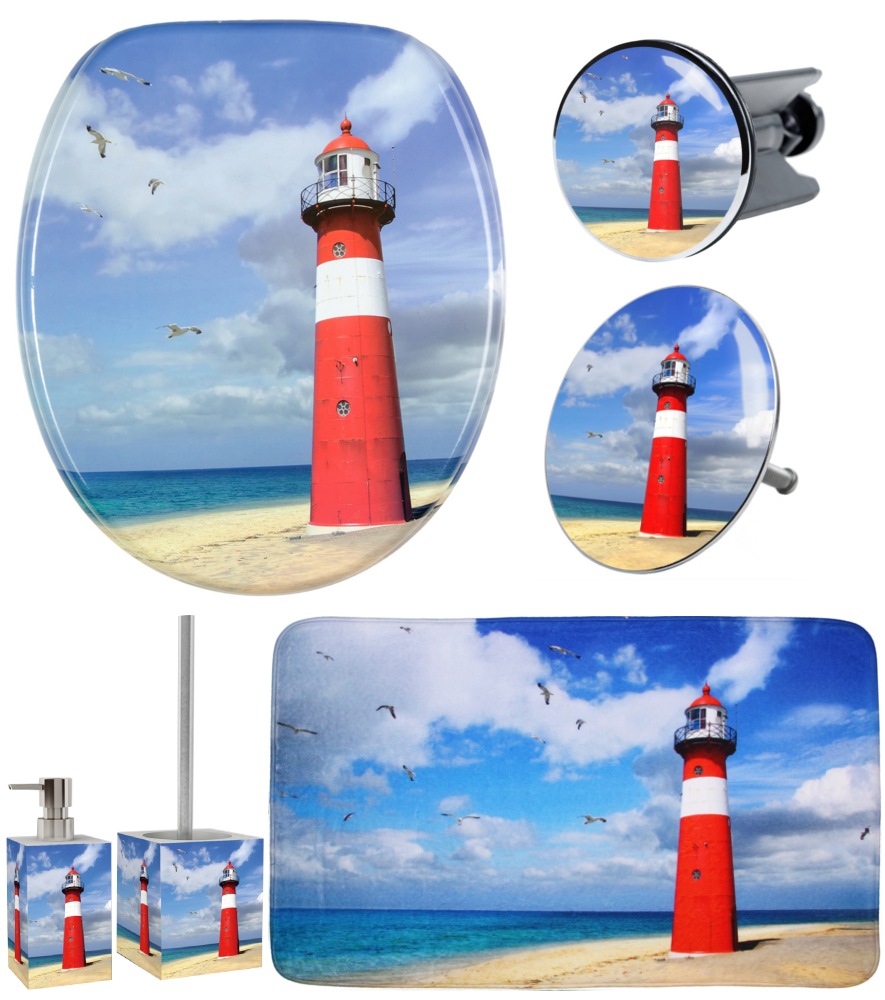 Sanilo Badaccessoire-Set "Leuchtturm" WC-Sitz, Badteppich, Stöpsel, Seifens günstig online kaufen