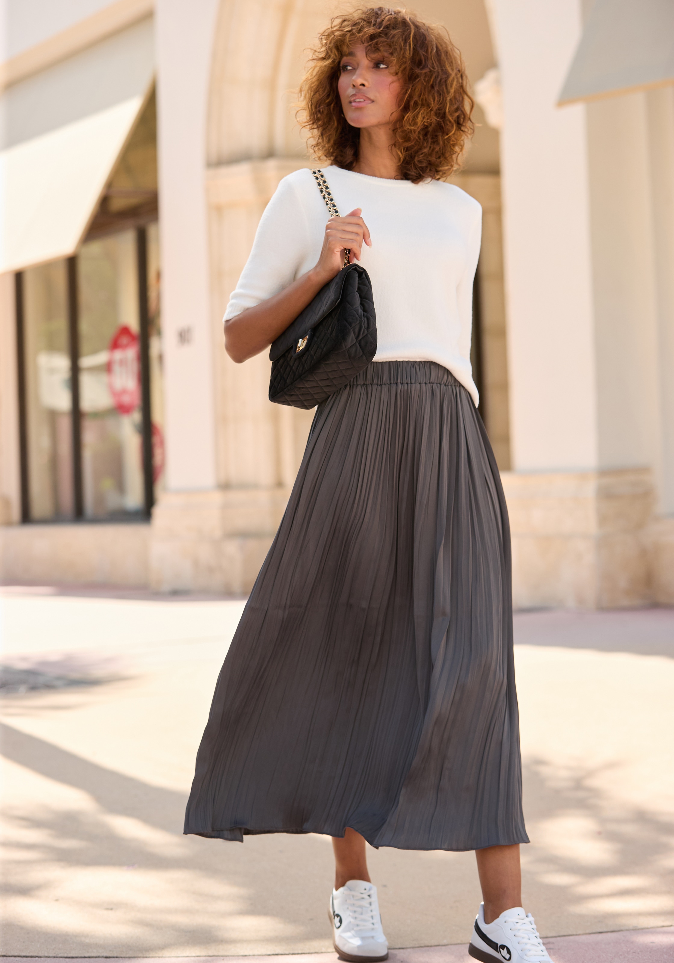 Vivance Umhängetasche »Schultertasche«, in modischer Samtoptik, Handtasche, Tragetasche, Crossbody Bag VEGAN
