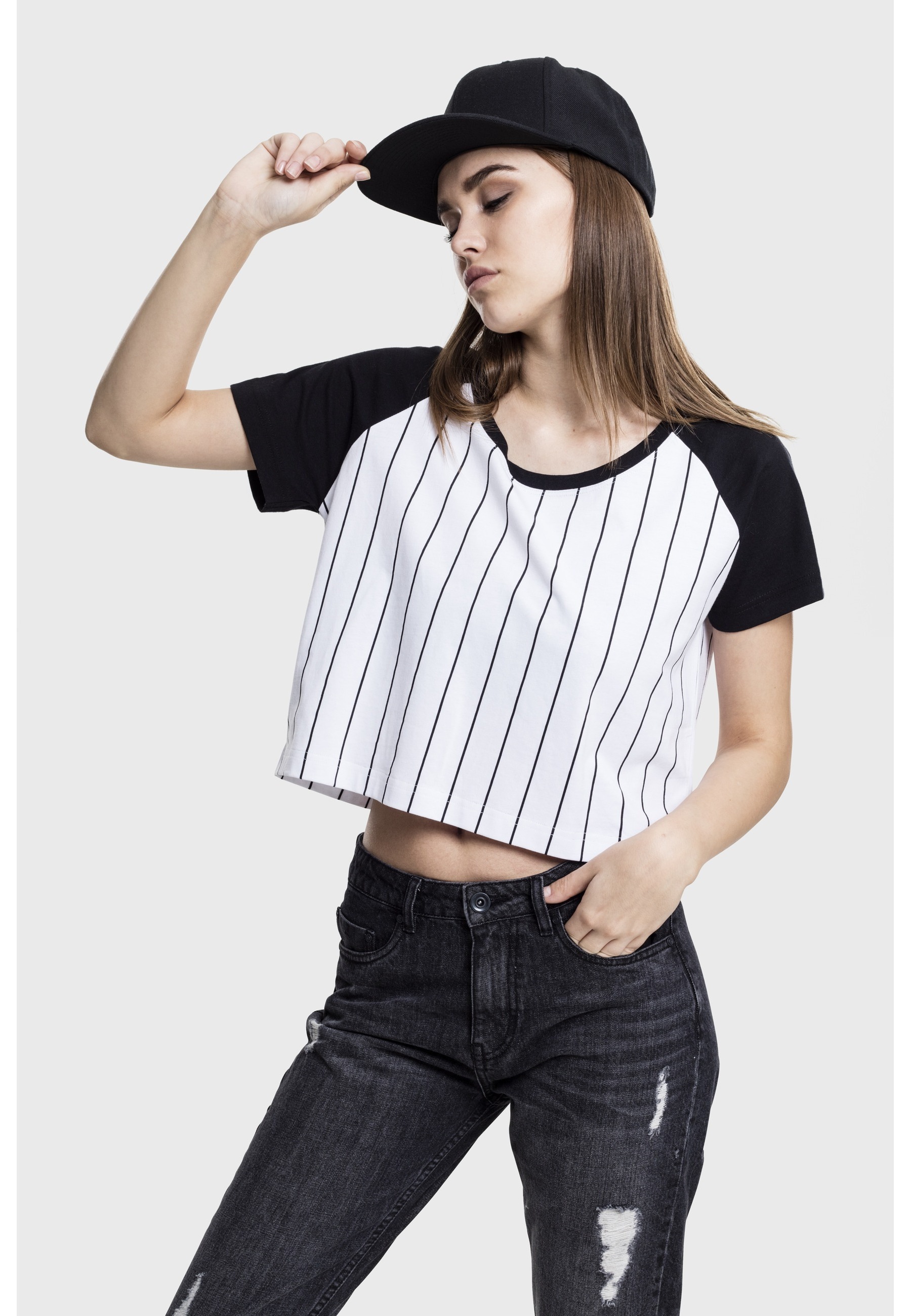 URBAN CLASSICS T-Shirt »Urban Classics Damen Ladies Cropped Baseball Tee« 1 Stk.