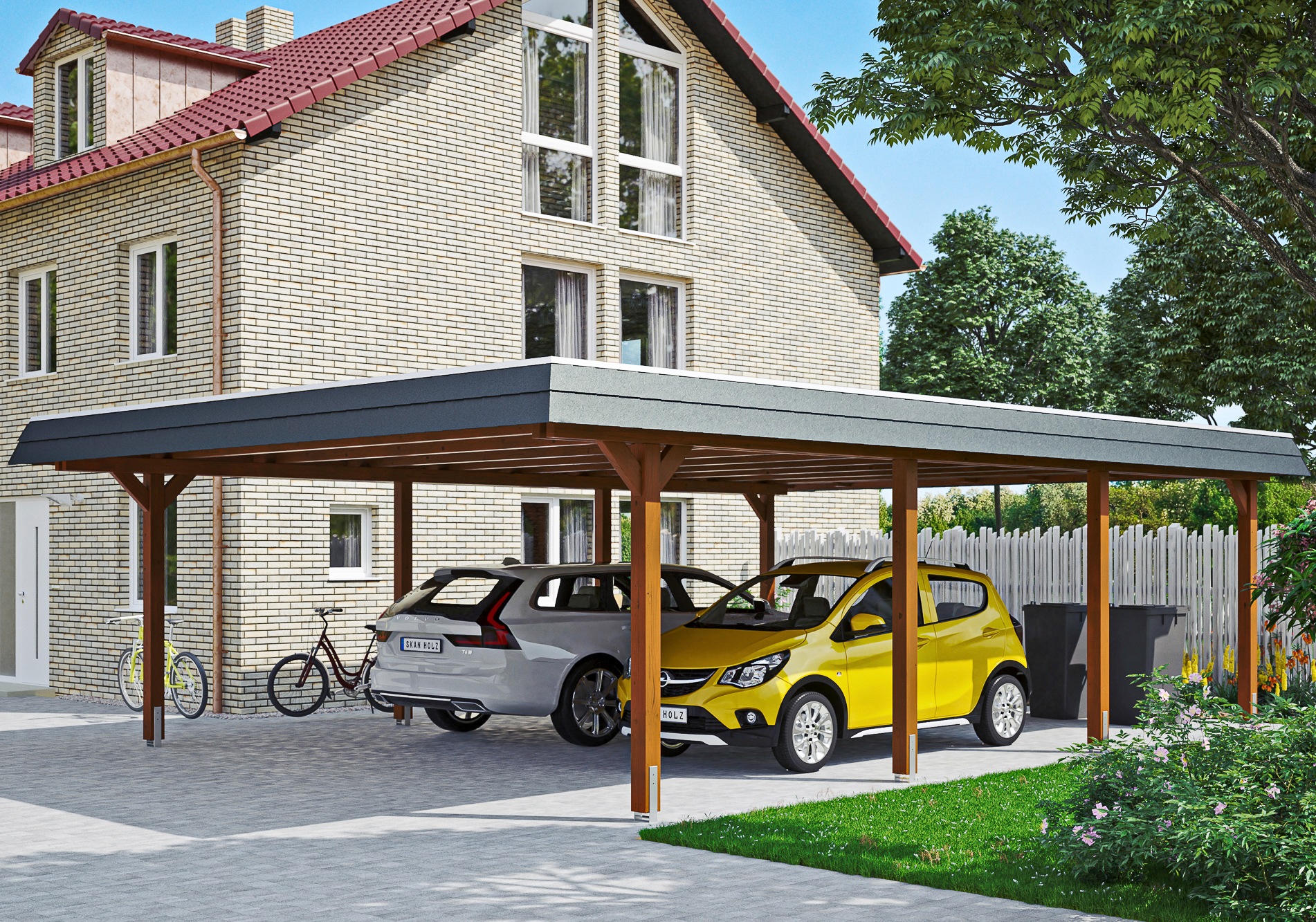 Doppelcarport SKANHOLZ, braun, Carports, "Wendland"