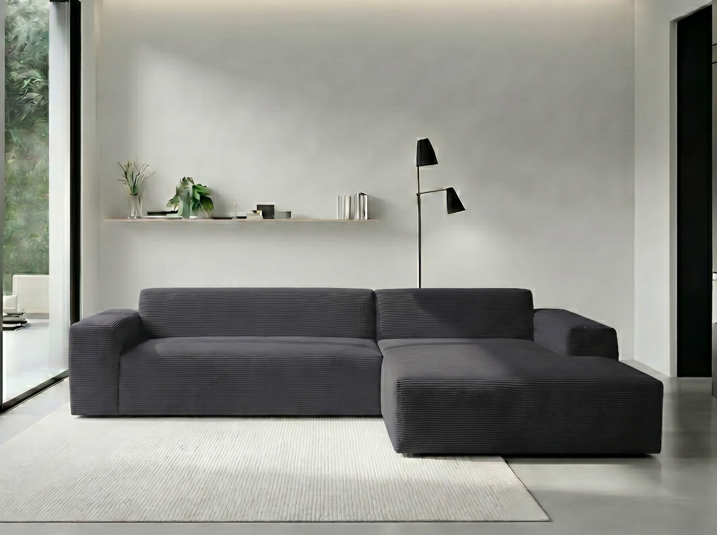 WERK2 Ecksofa "Zeus-XL 311 cm breit, bequemes Mega-Sofa in L-Form, große Sitztiefe" Curvy-trend Cord Big-Sofa mit 210 cm XXL-Ottomane für 2 Personen