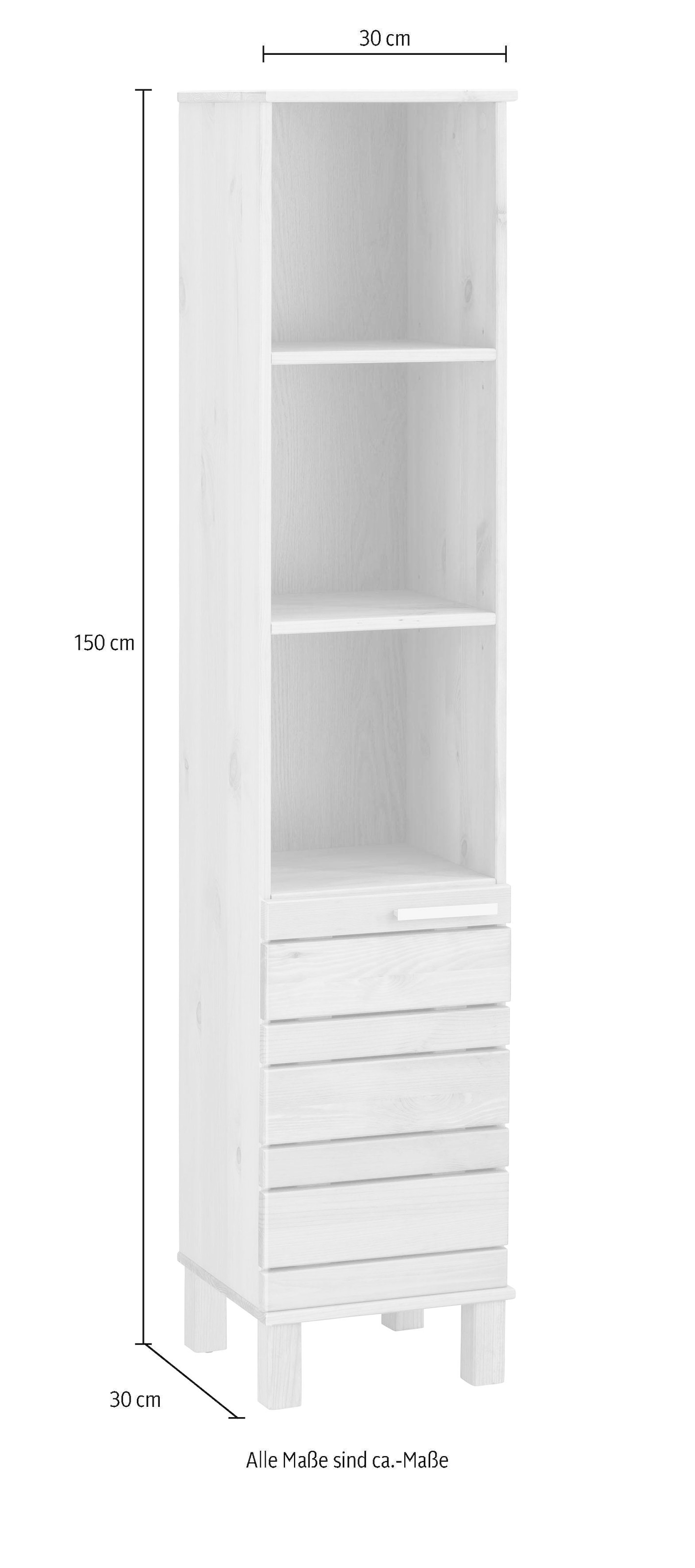 Home affaire Hochschrank »JOSIE«, Breite 30 cm, aus Massivholz, verstellbare Einlegeböden, Metallgriffe