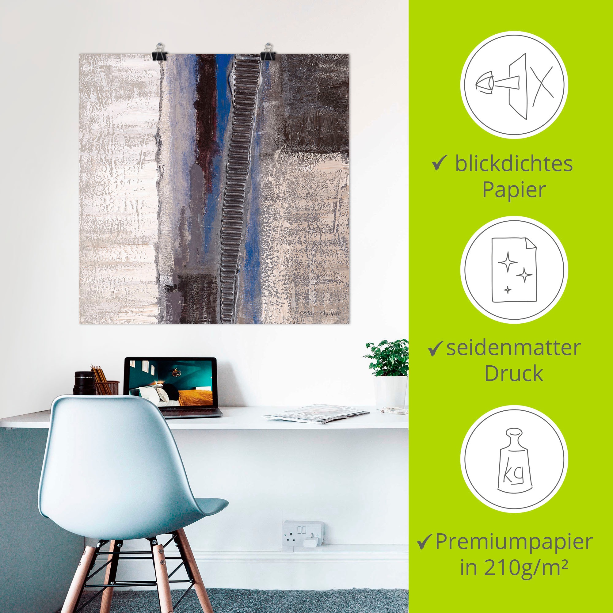 Artland Wandbild »Blau-silber Abstrakt I«, Muster, (1 St.), als Alubild, Outdoorbild, Leinwandbild, Poster in verschied. Größen