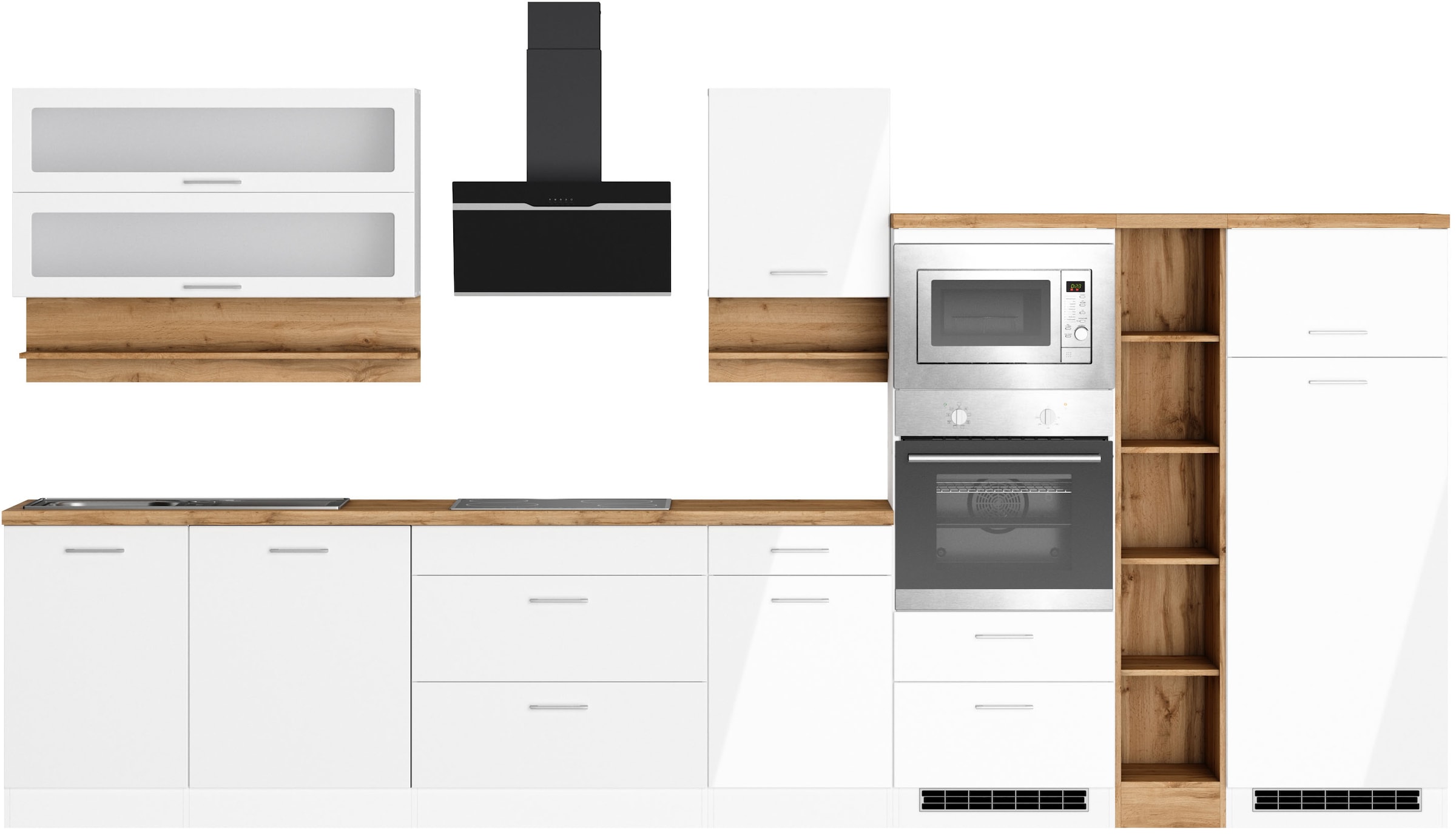 KOCHSTATION Küchenzeile "KS-Milan" 390 cm breit, viel Stauraum, wahlweise m günstig online kaufen