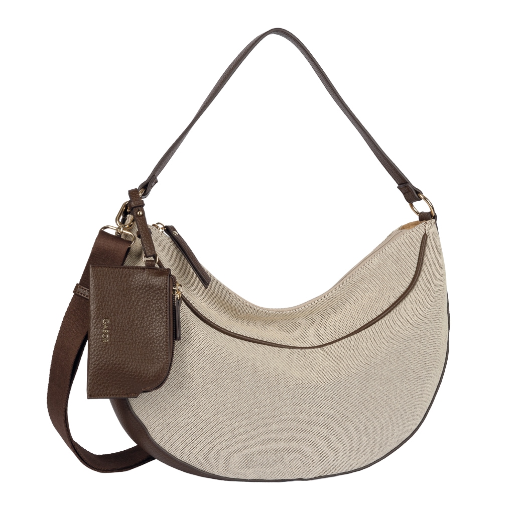 Gabor Hobo "Sibylla" aus Canvas mit edlem Lederimitat, glänzende Metalldetails & Gurtband