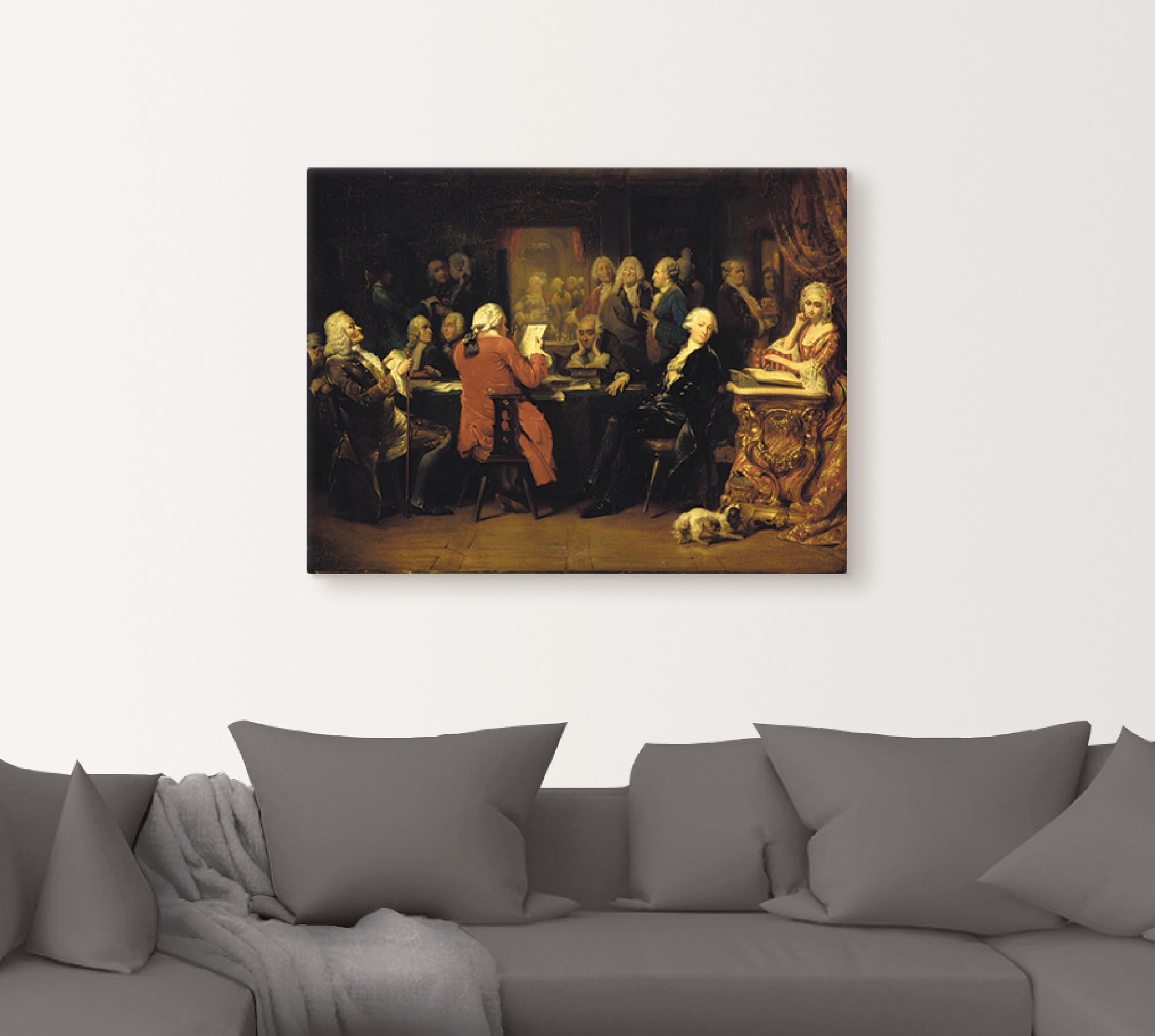 Artland Leinwandbild »Voltaire im Lesezimmer des Café Procope.«, Menschen, (1 St.), auf Keilrahmen gespannt
