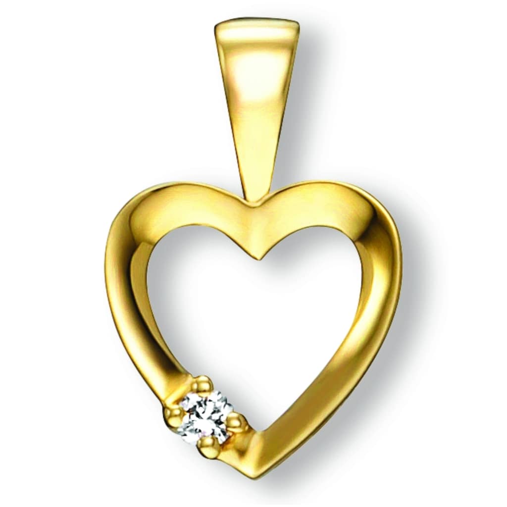 ONE ELEMENT Kettenanhänger »Zirkonia Herz Herz Anhänger aus 333 Gelbgold« Damen Gold Schmuck Herz