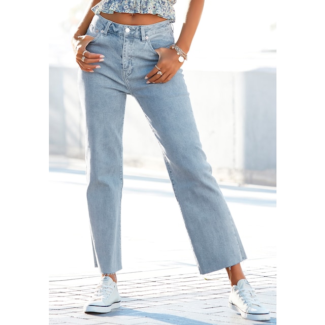 Buffalo Weite Jeans, mit leicht ausgefranstem Beinabschluss für kaufen |  BAUR