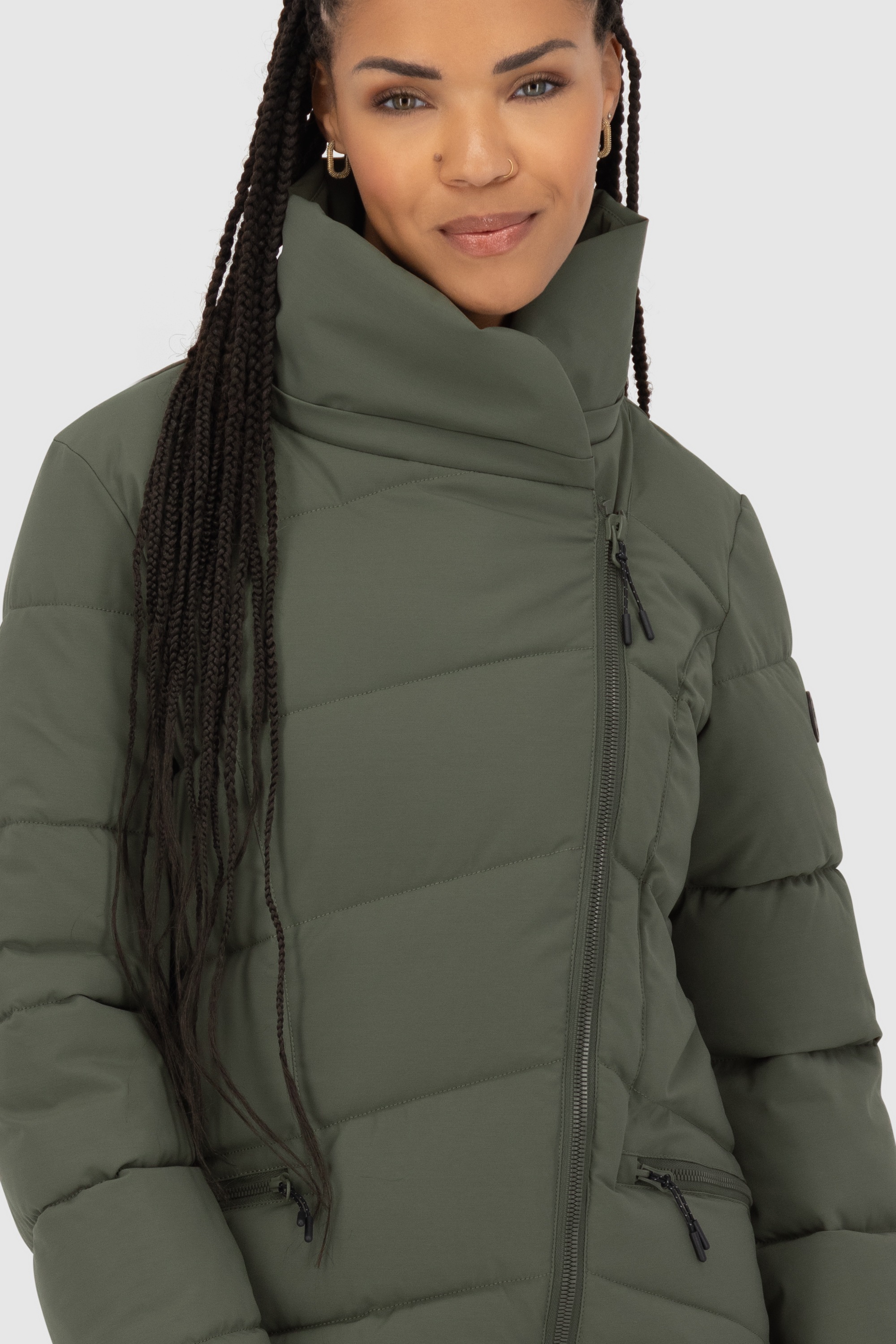 Alife & Kickin Winterjacke »Damen NimaAK A«, mit Kapuze, in Wickeloptik mit abnehmbarer Kapuze und gefütterten Fronttaschen