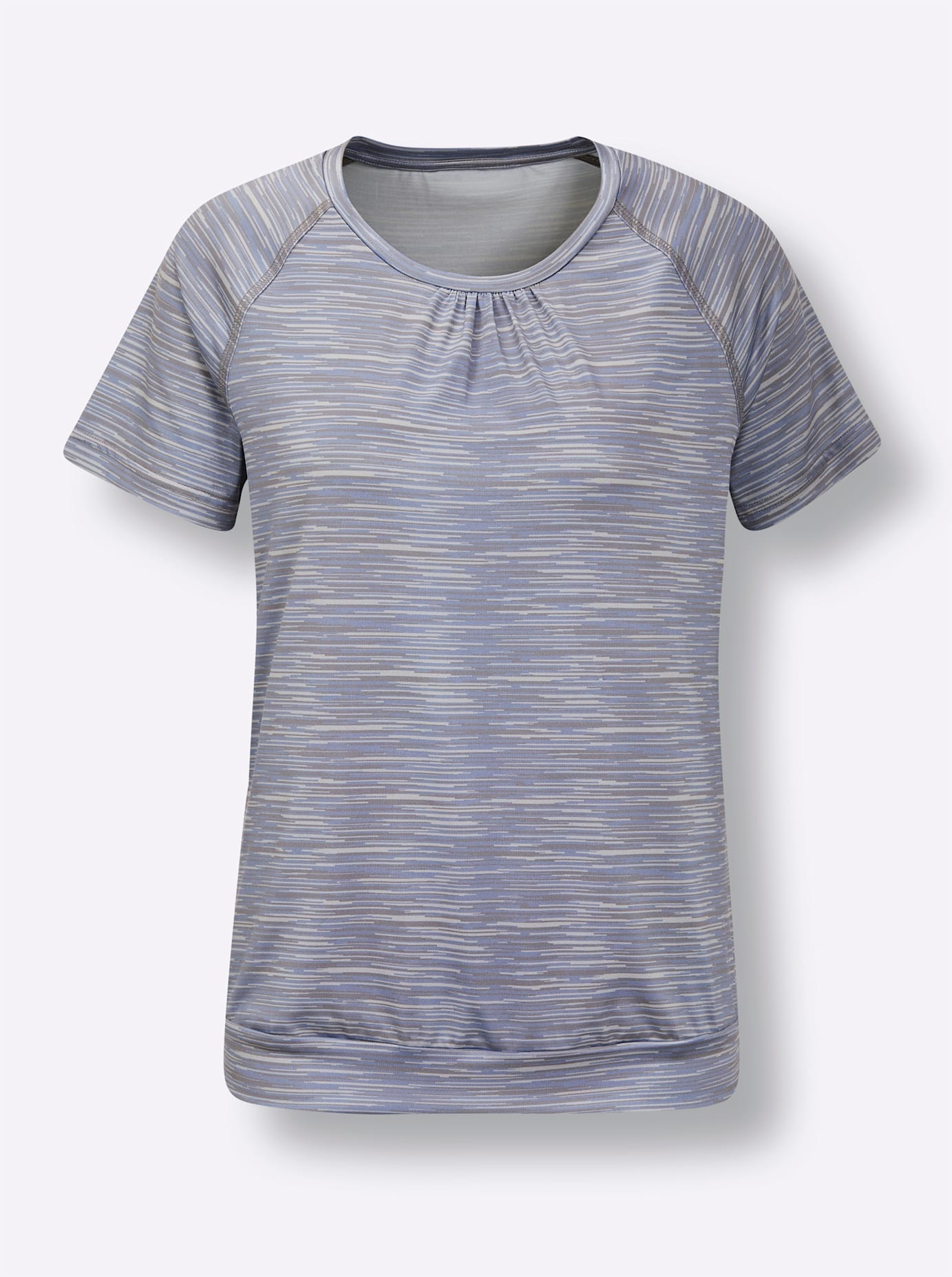 Trainingsshirt CATAMARAN "Funktions-Shirt", Damen, Gr. 44/46, blau (taubenblau, meliert), 90% Polyester, 10% Elasthan, bedruckt, gemustert, mehrfarbig, meliert, Rundhals, Shirts 2