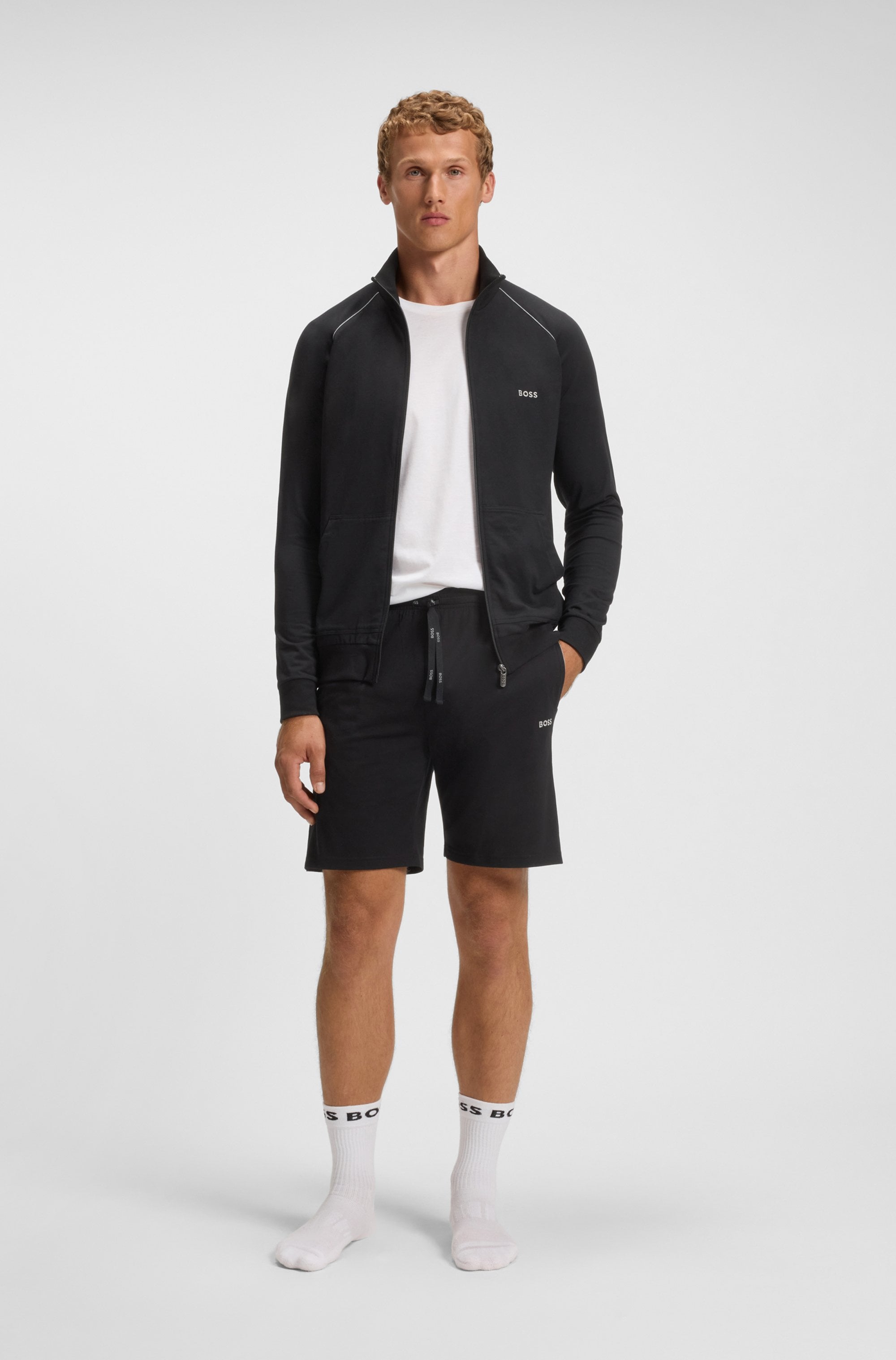 BOSS Sweatjacke »Mix&Match Jacket Z«, mit Kontrastnaht am Ärmel