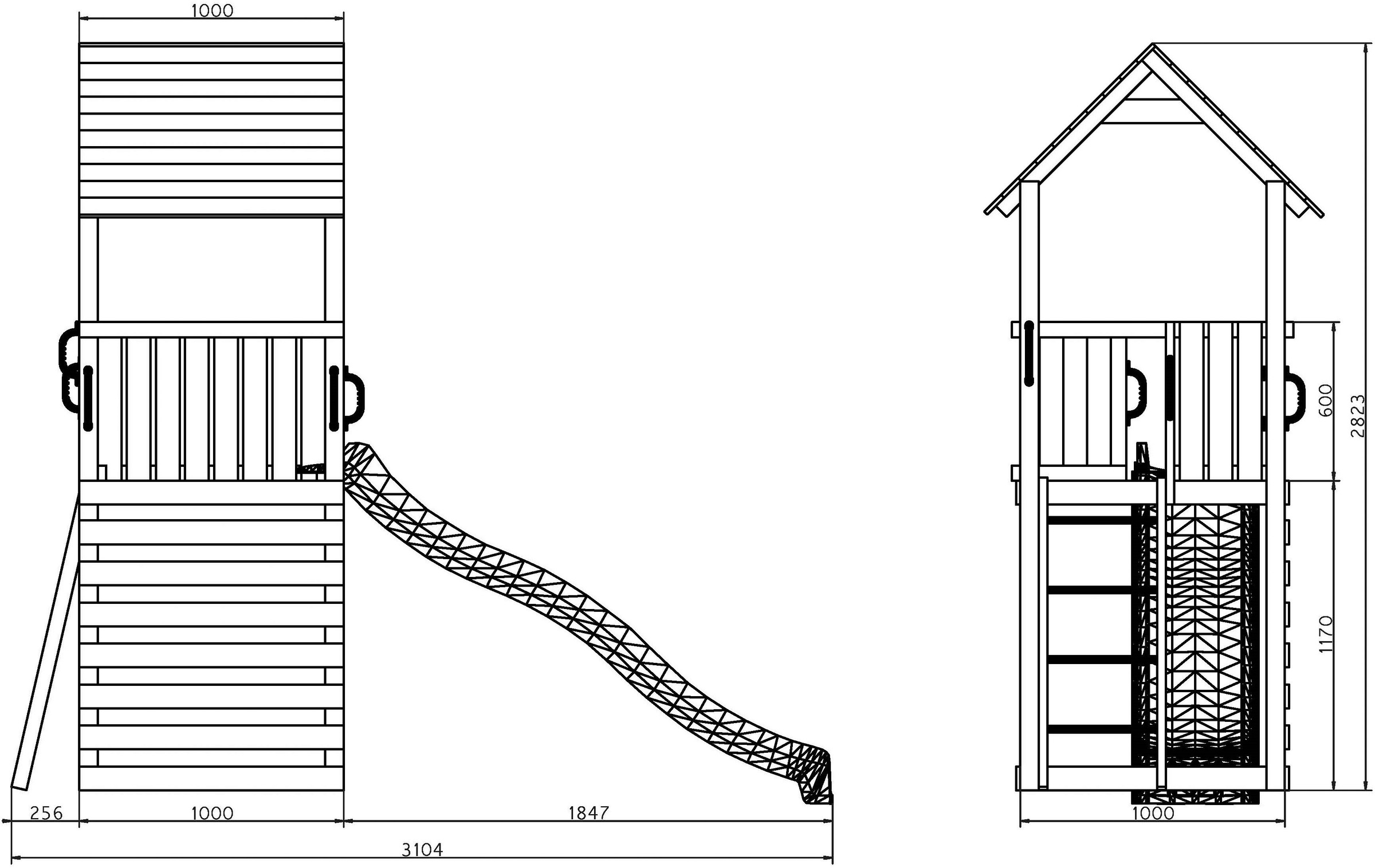 FUNGOO Spielturm »CAROL 1«, mit Rutsche & Kletterwand