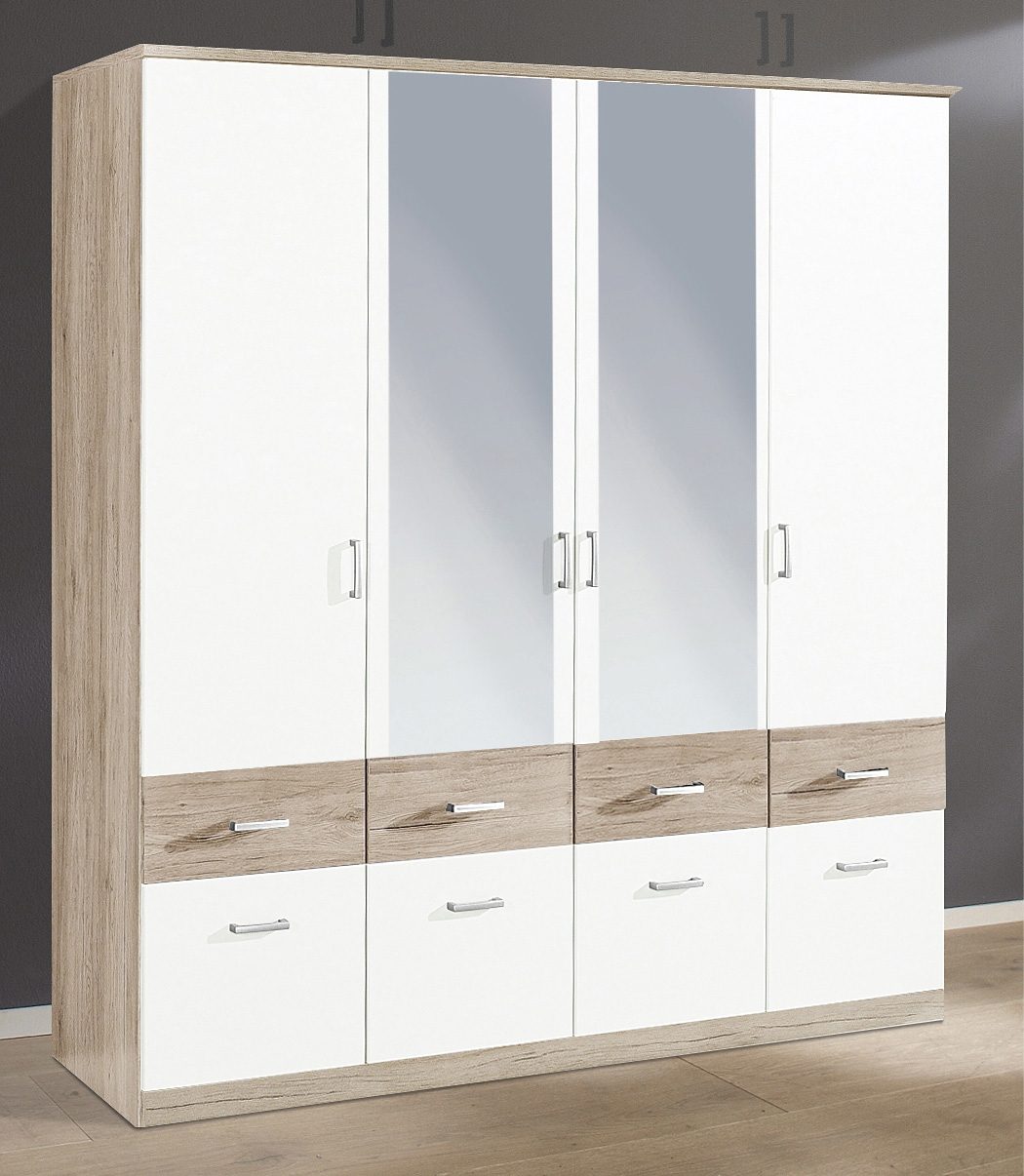 rauch Kleiderschrank "Kleiderschrank Schrank Garderobe deckenhoher Schrank BREMEN" optional mit Spiegel, Breiten: 91/136/181 cm, Höhe: 199 cm, in vielen Farbvariationen, inkl. Kranzblende MADE IN GERMANY