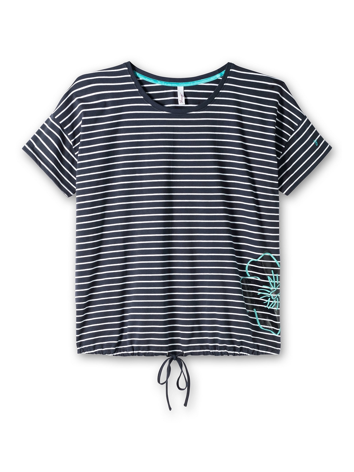 Sheego T-Shirt »Große seitlich kaufen BAUR mit Saum-Bindeband | Größen«, Druck und