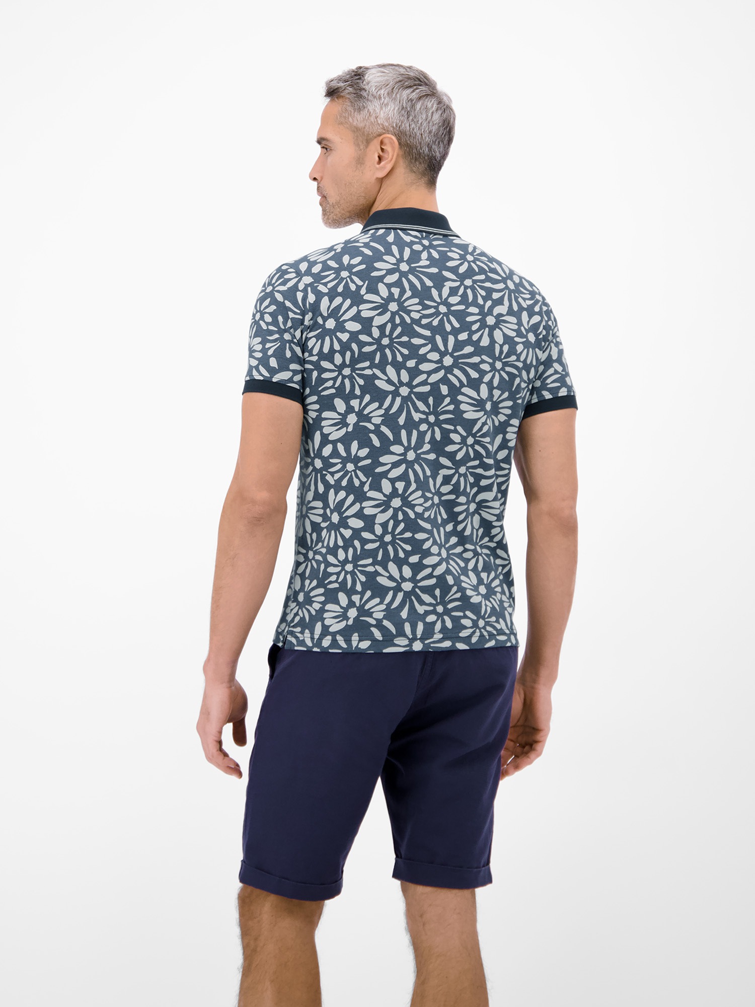 LERROS Poloshirt "Poloshirt mit floralem All-over-Print, 2-Tone-Optik" günstig online kaufen