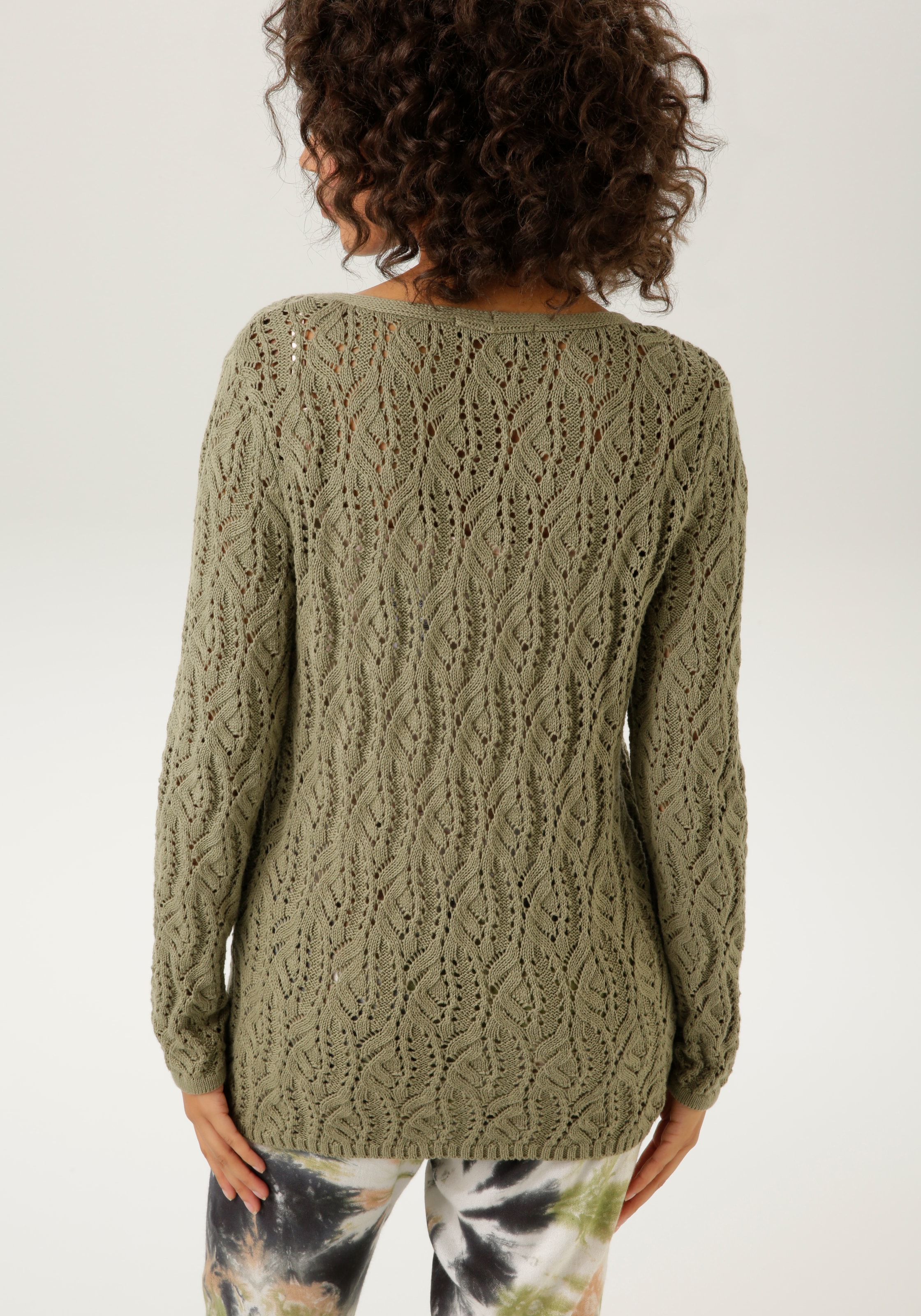 Aniston CASUAL Strickpullover, mit trendigem Ajour-Muster günstig online kaufen