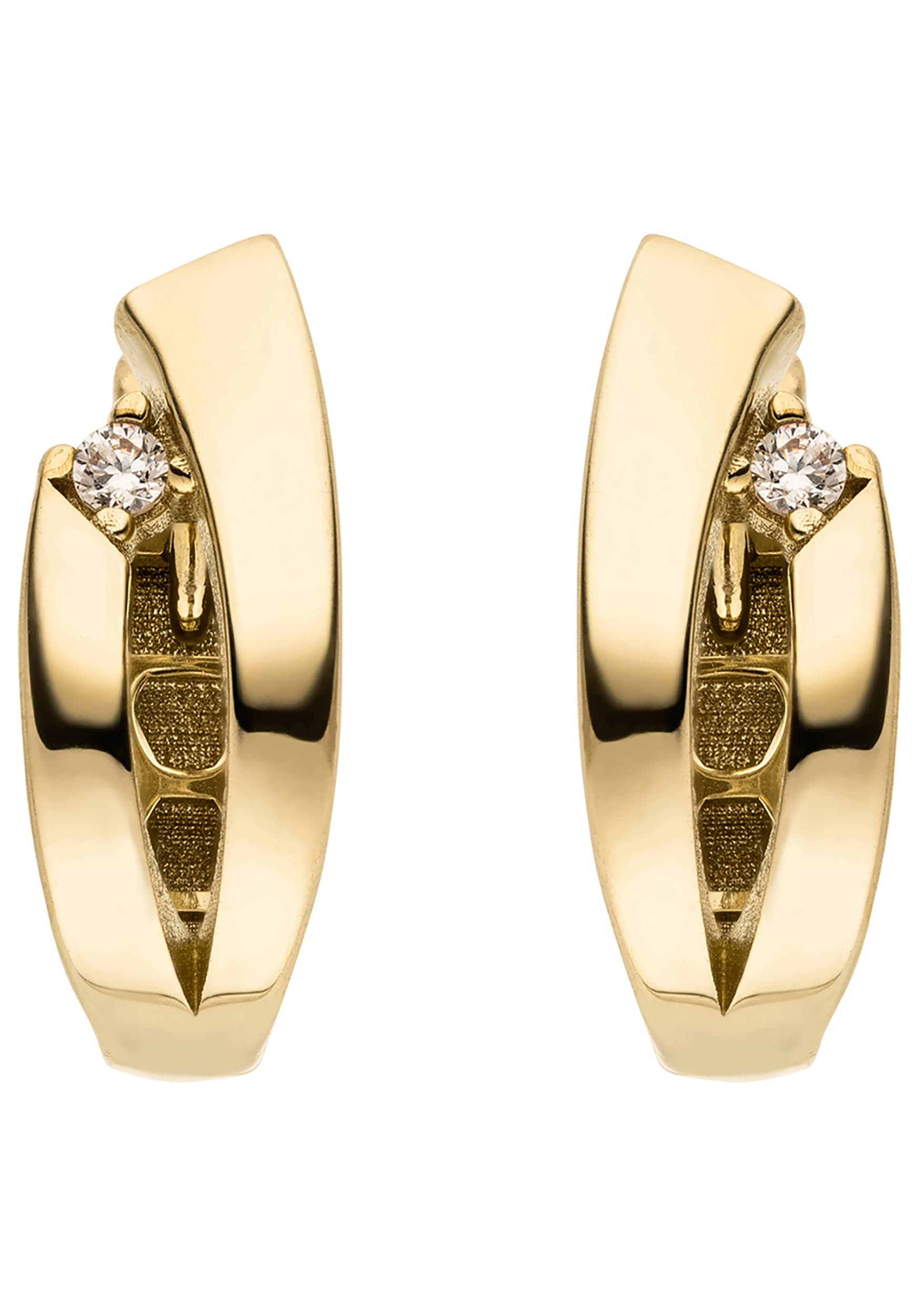 JOBO Paar Creolen »Ohrringe oval 13,6 mm« 8 Karat 333 Gold mit 2 Zirkonia