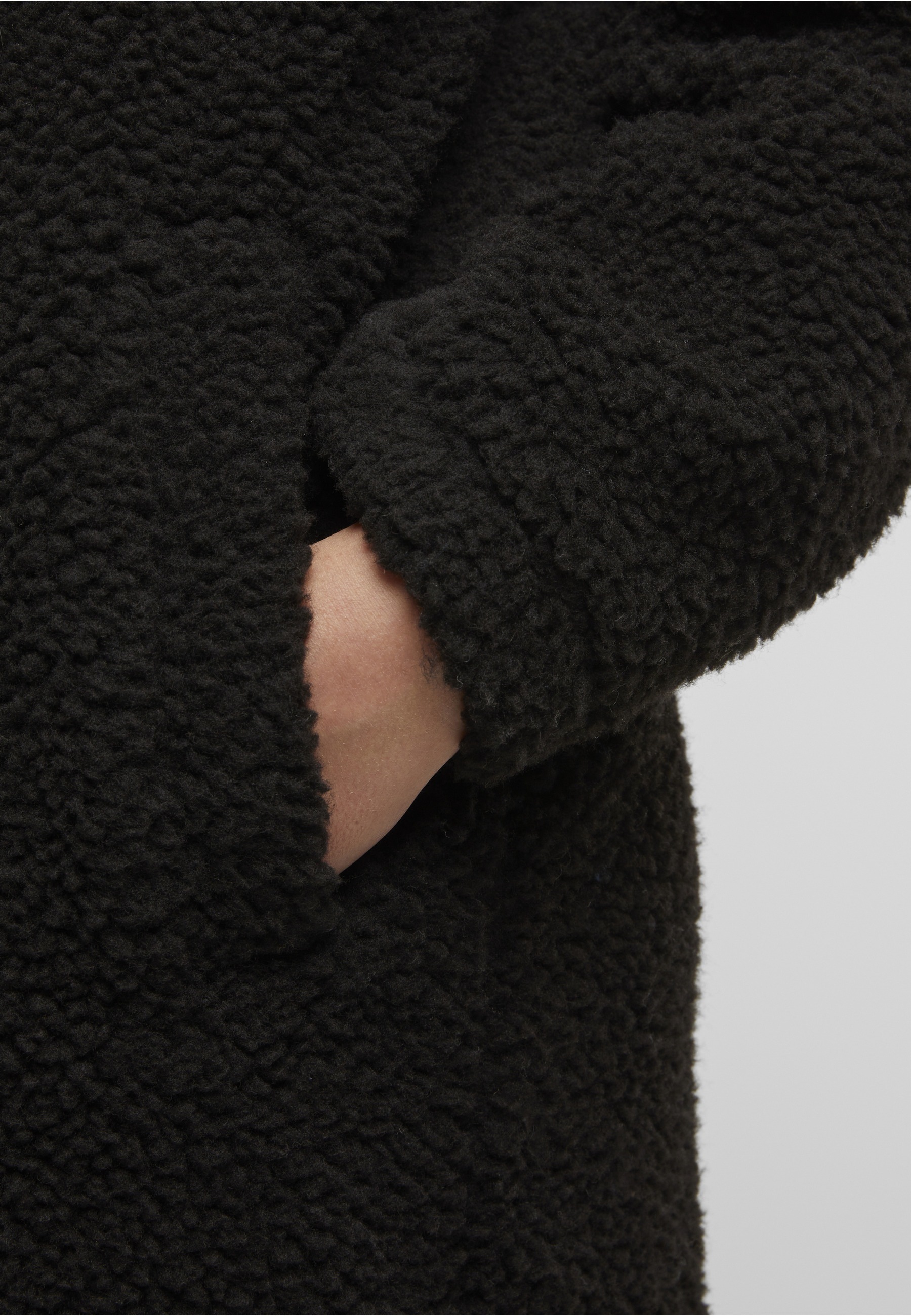 URBAN CLASSICS Winterjacke »Urban Classics Ladies Teddy Long Coat« 1 Stk. tlg. ohne Kapuze