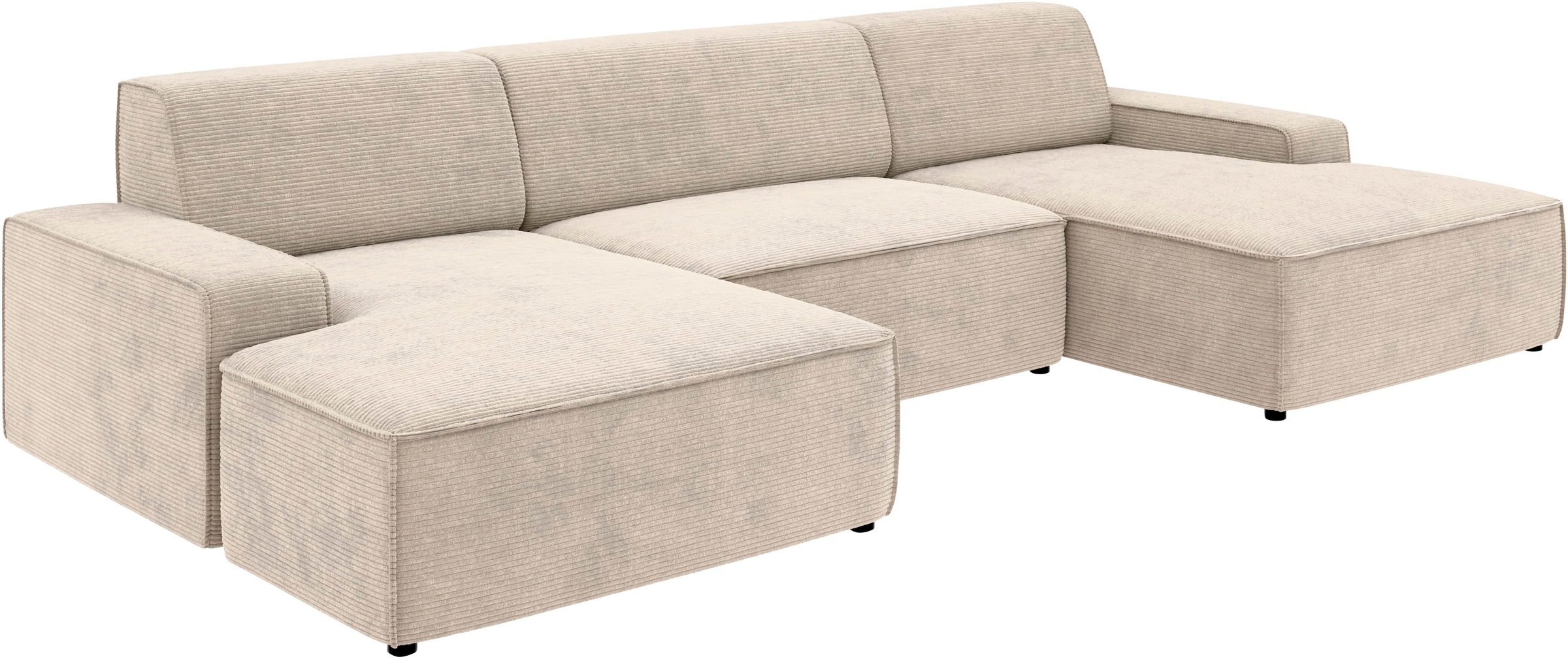 TRENDMANUFAKTUR Wohnlandschaft »Graz, wahlweise mit Sitzvorschub und Bettkasten, U-Form, Breite 329 cm«, in Cord-, haustierfreundlichem LEO Struktur- oder LUMOS-3D-Bezug