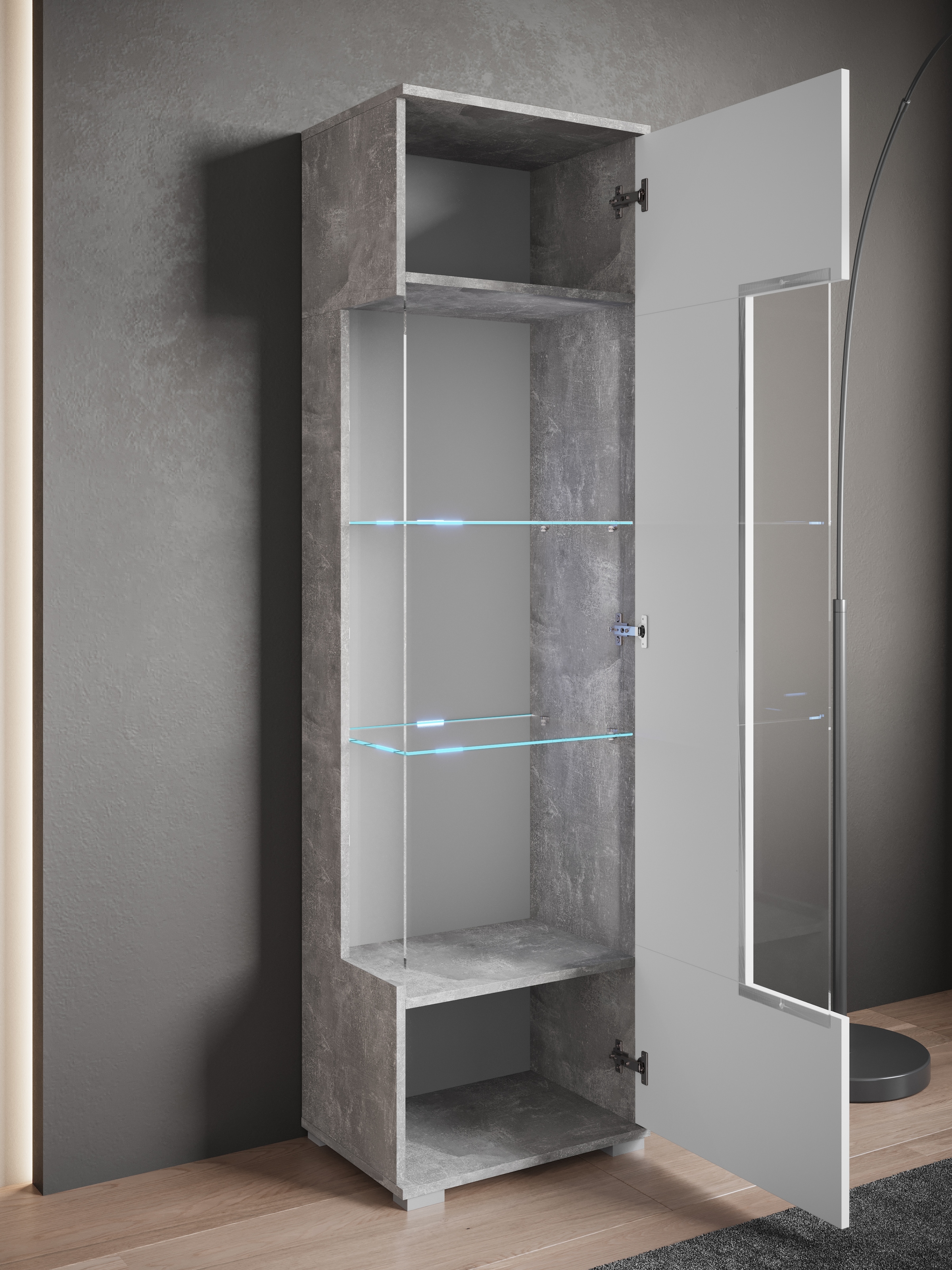 INOSIGN Vitrine »Kenia, stehend und hängend, Türanschlag wechselbar«, (1 St.), Vitrineschrank mit Glastüren 160 cm Höhe