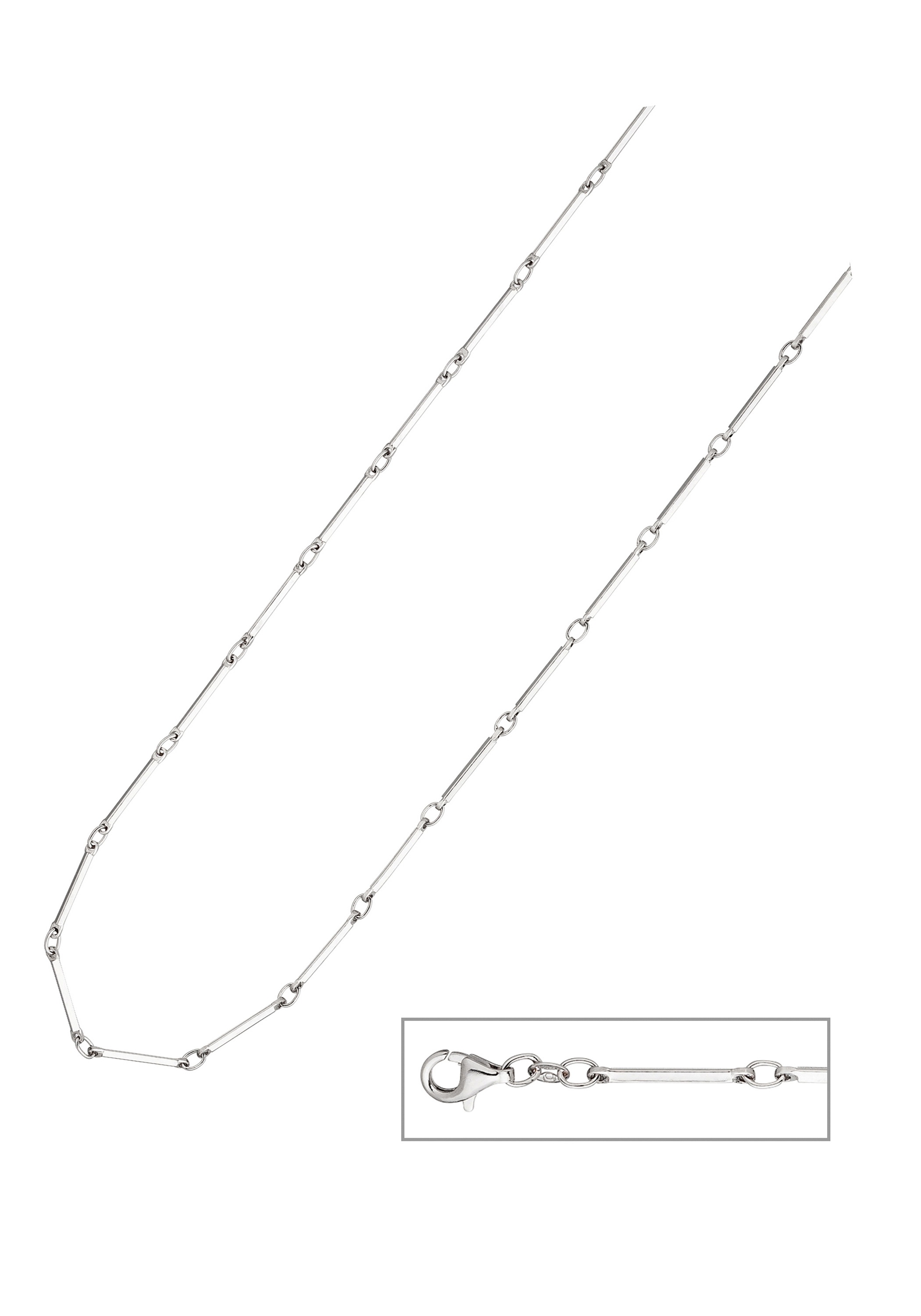 Kette ohne Anhänger JOBO "Stabkette Stabgliederkette" Gr. 42, silber 925, Halsketten, Damen, 42cm, Silber 925 (Sterlingsilber), 925 Silber rhodiniert