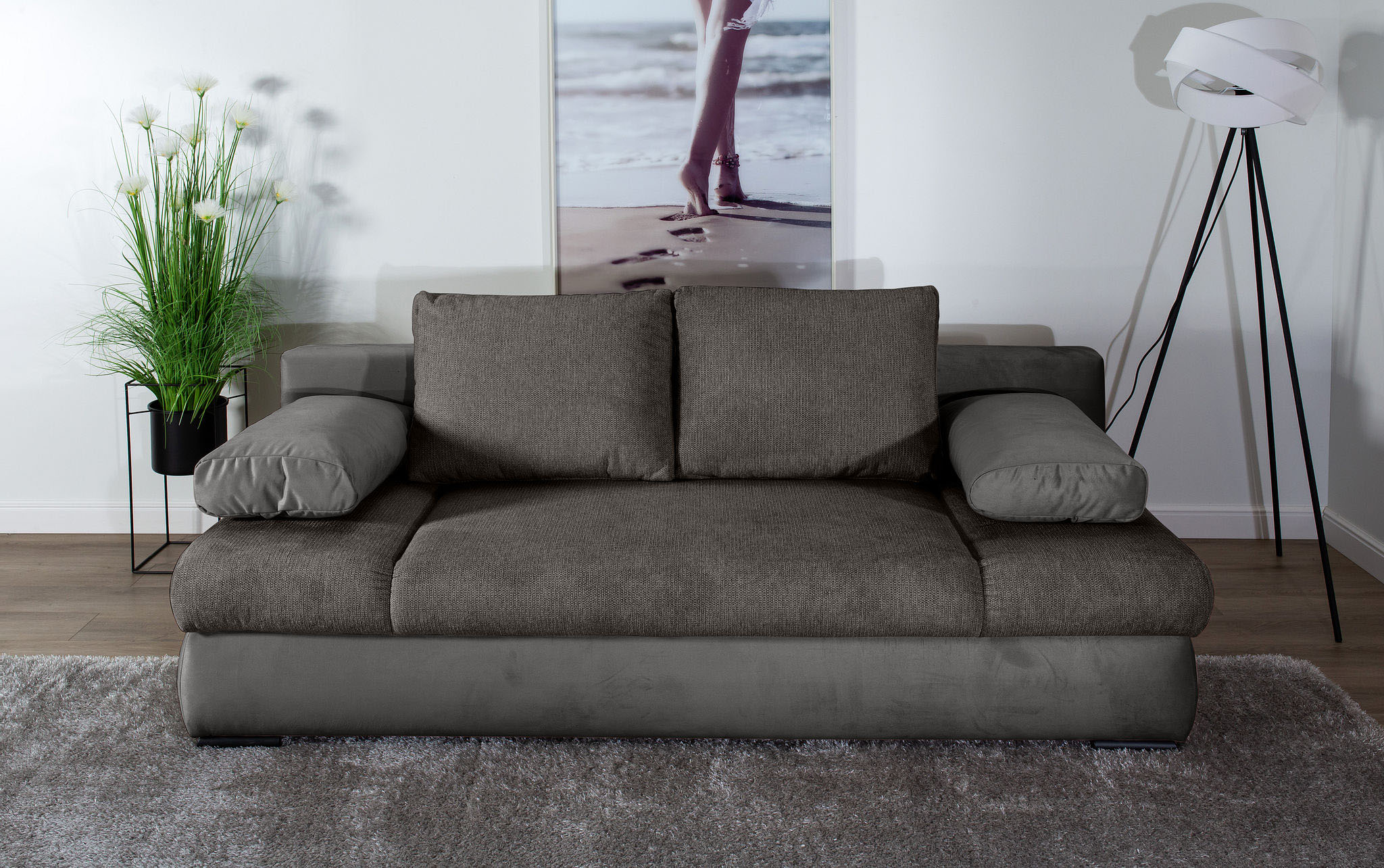 COLLECTION AB 1100000002199 "Chicago, B: 200 cm, Liegefl. 146x200 cm" Schlaffunktion, Bettkasten & 2 Armlehnenkissen, Federkern