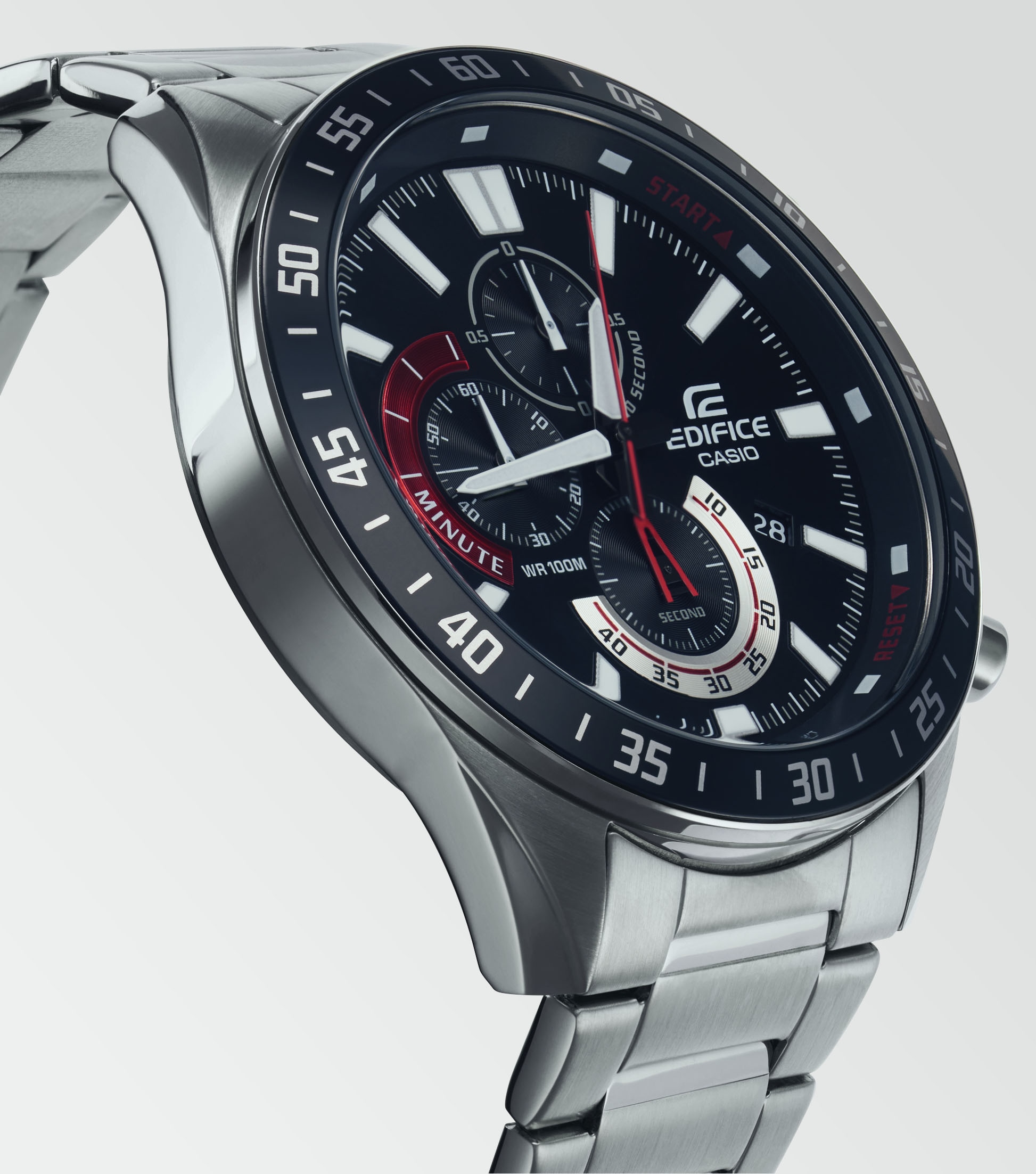 CASIO EDIFICE Chronograph, Quarzuhr, Armbanduhr,Herrenuhr, Edelstahlarmband,bis 10bar wasserdicht