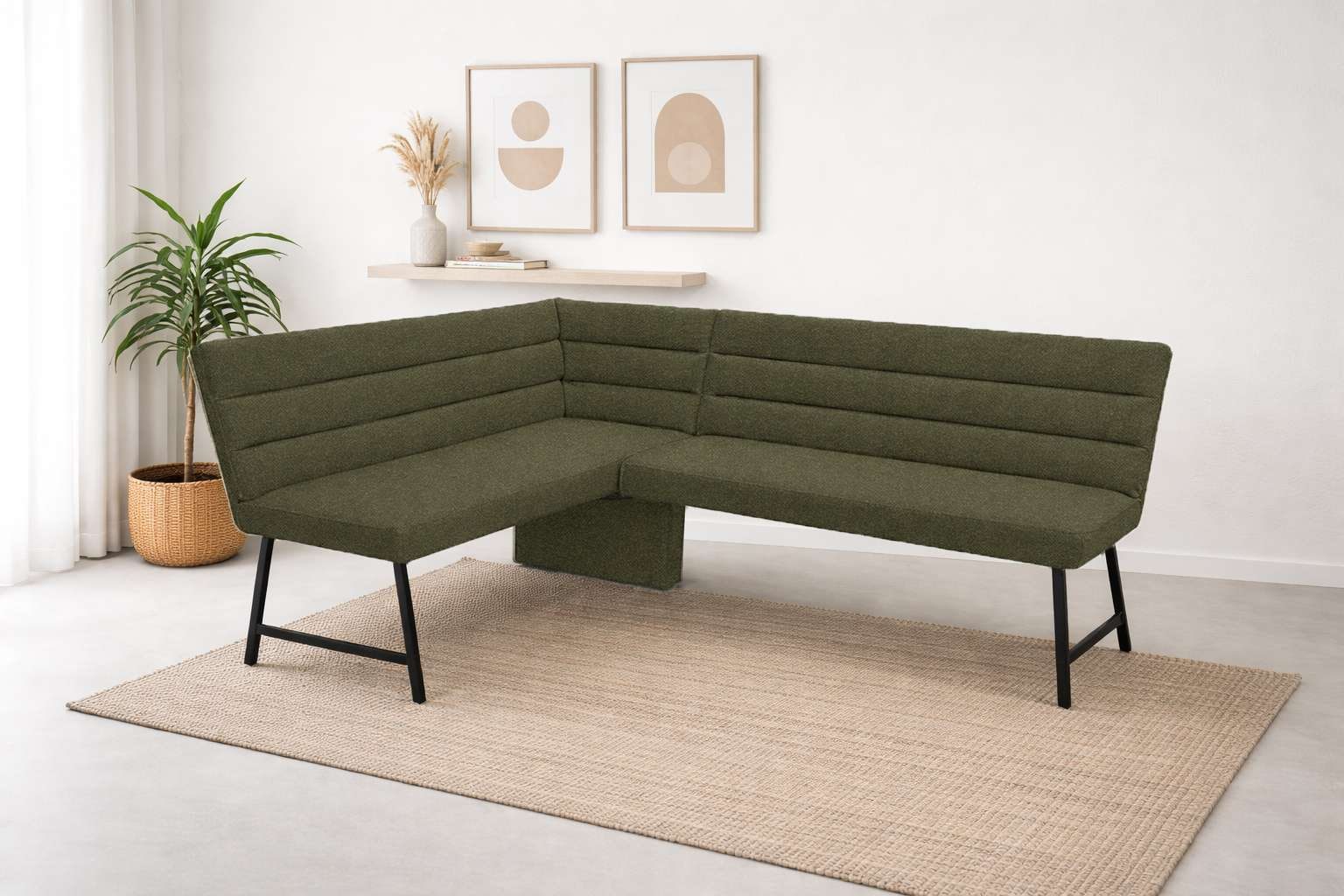 OTTO home Eckbankgruppe "Oregon Essecke, Sitzgruppe, Küchenbankgruppe" Set, 4er, 4 tlg. Eckbank mit Metallfüßen, Esstisch in Eiche massiv