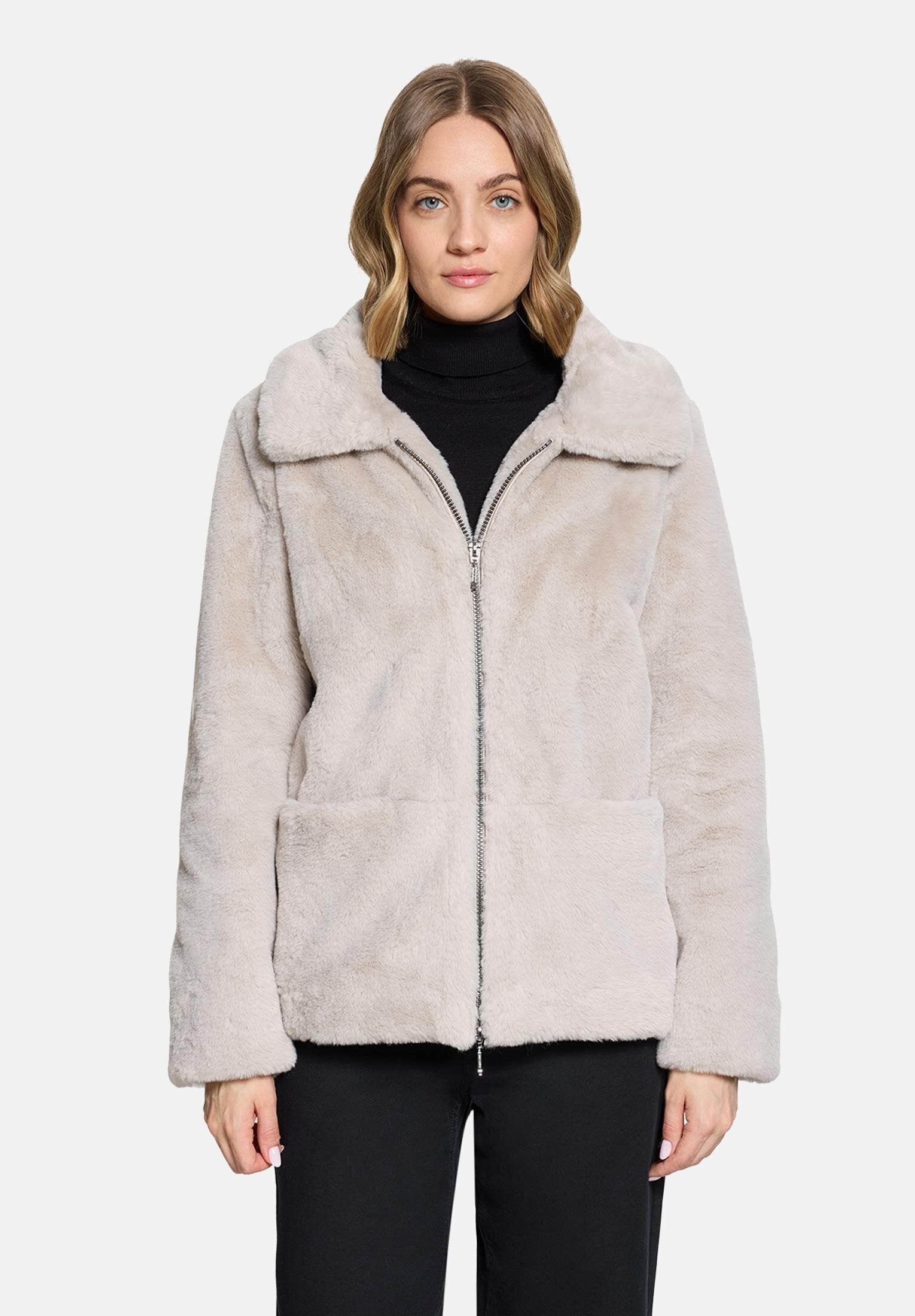 Amber & June Plüschjacke »Damen mit abnehmbarem Westenteil« mit Kapuze