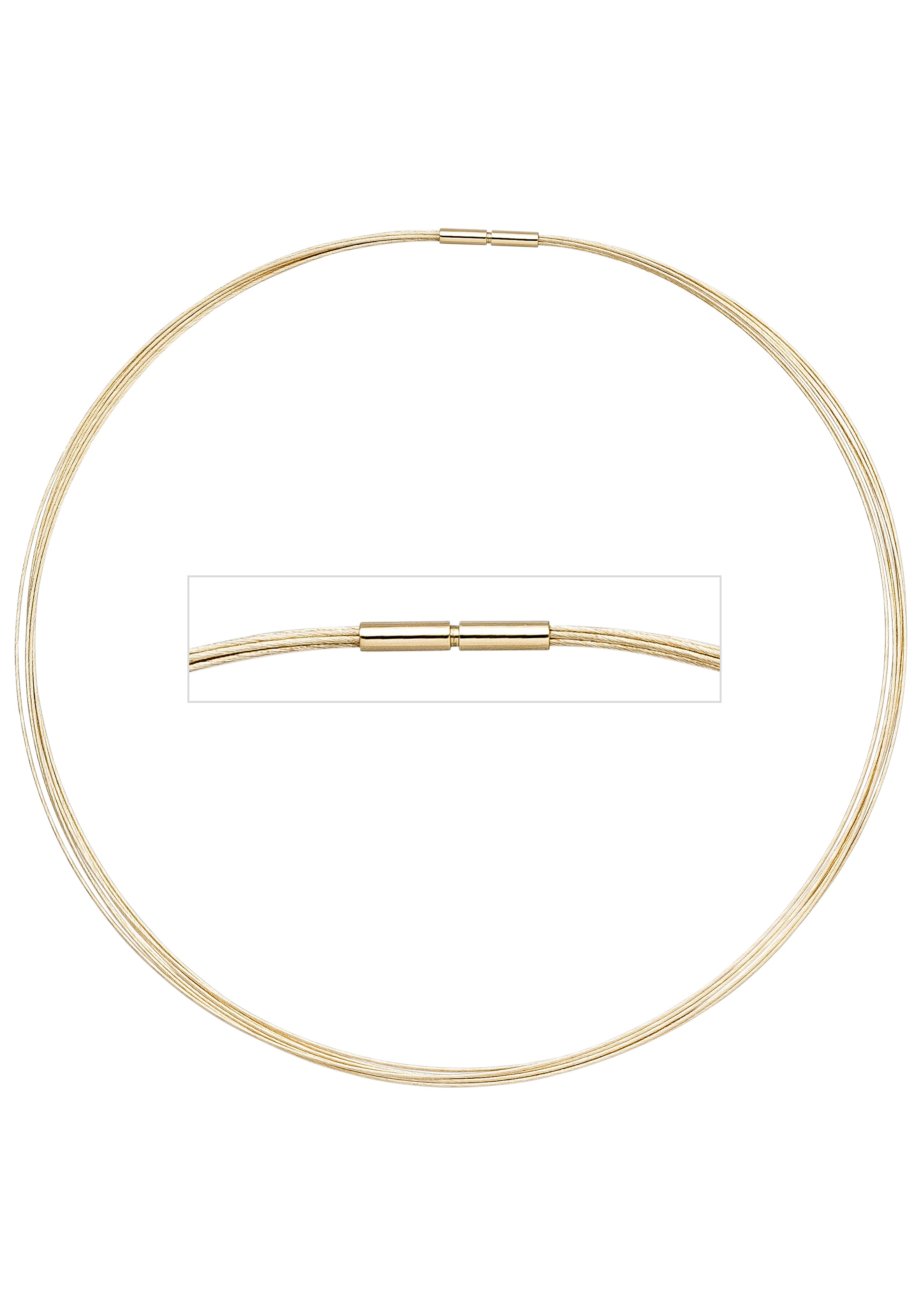 JOBO Damen Halsreif, Gelbgold 585, L: 50, gelb, Gelbgold 585, Halsketten, 7-reihig 585 Gold 50 cm