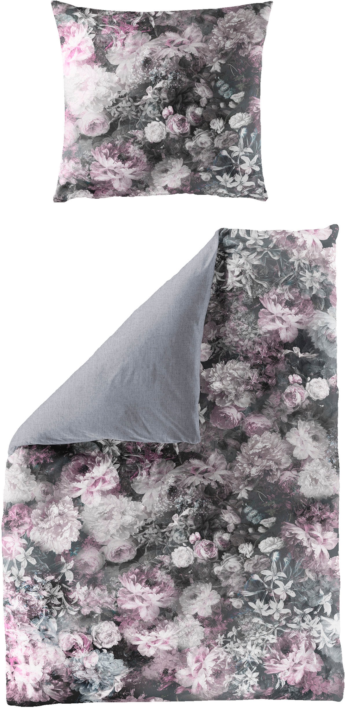 BIERBAUM Bettwäsche "Bunte Blumen in Gr. 155x220 cm" 2 Stk. Bettwäsche aus Baumwolle, geblümte Bettwäsche mit Wendeoptik
