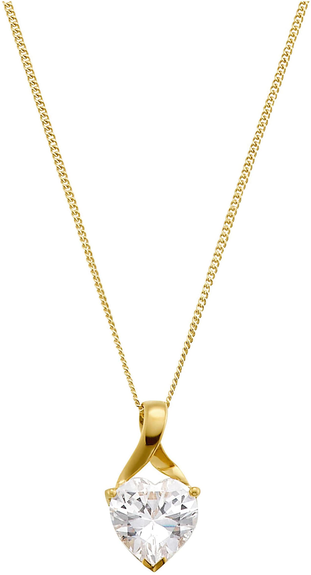 Amor Kette mit Anhänger »Schmuck Geschenk Halskette Herz LIEBE 2014209 Gold 375«, mit Zirkonia (synth.)