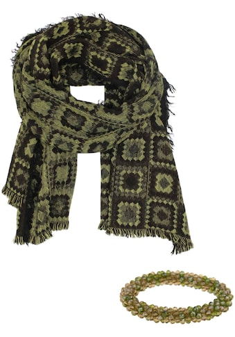 leslii Schal, Set bestehend Schal mit Kachel-Muster in Grün Schwarz mit perfekt... kaufen
