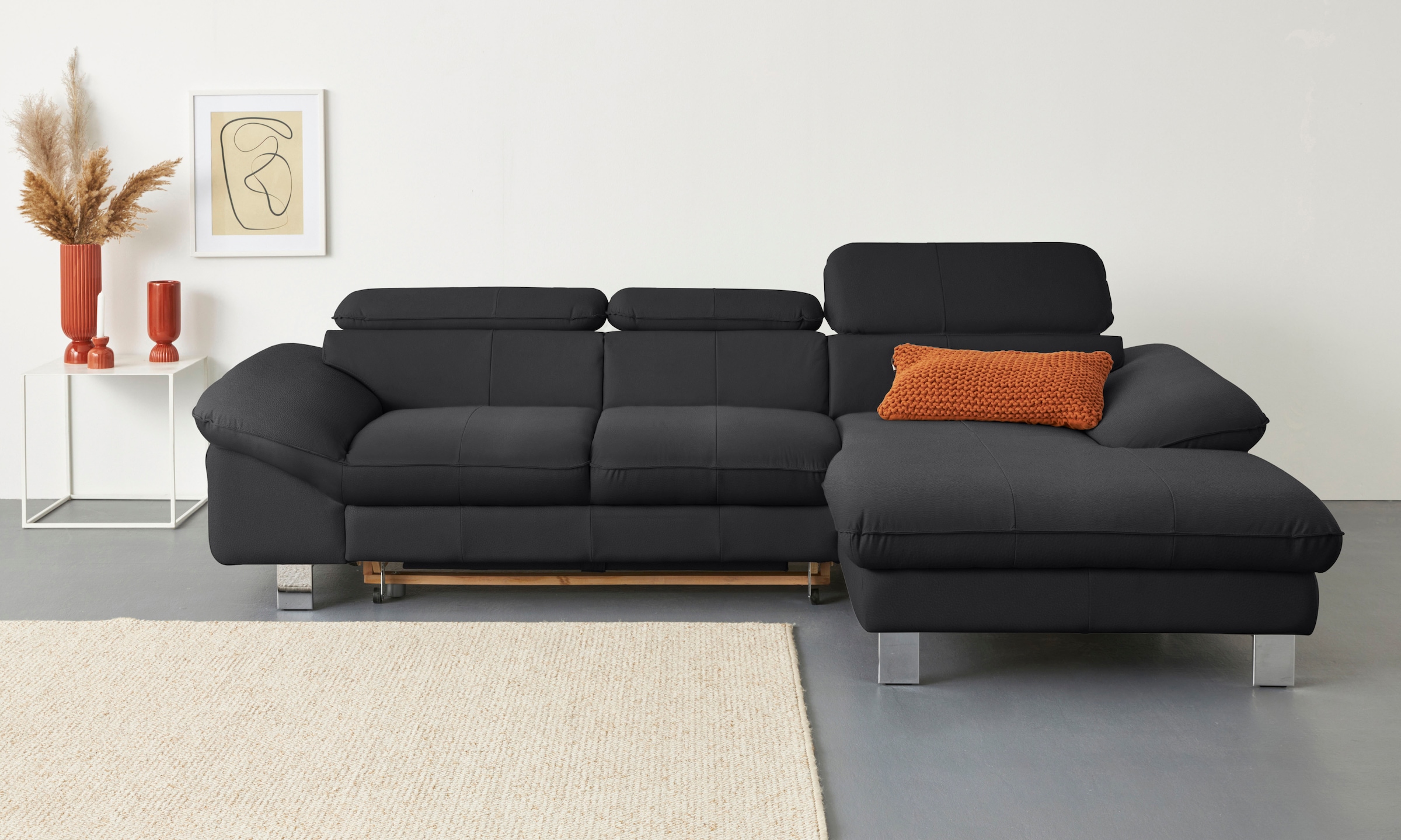 COTTA Ecksofa "Driver L-Form, B:268 cm, moderne Couch mit Wellenunterfederung" Kopfteilverstellung, optional Schlaffunktion & Bettkasten