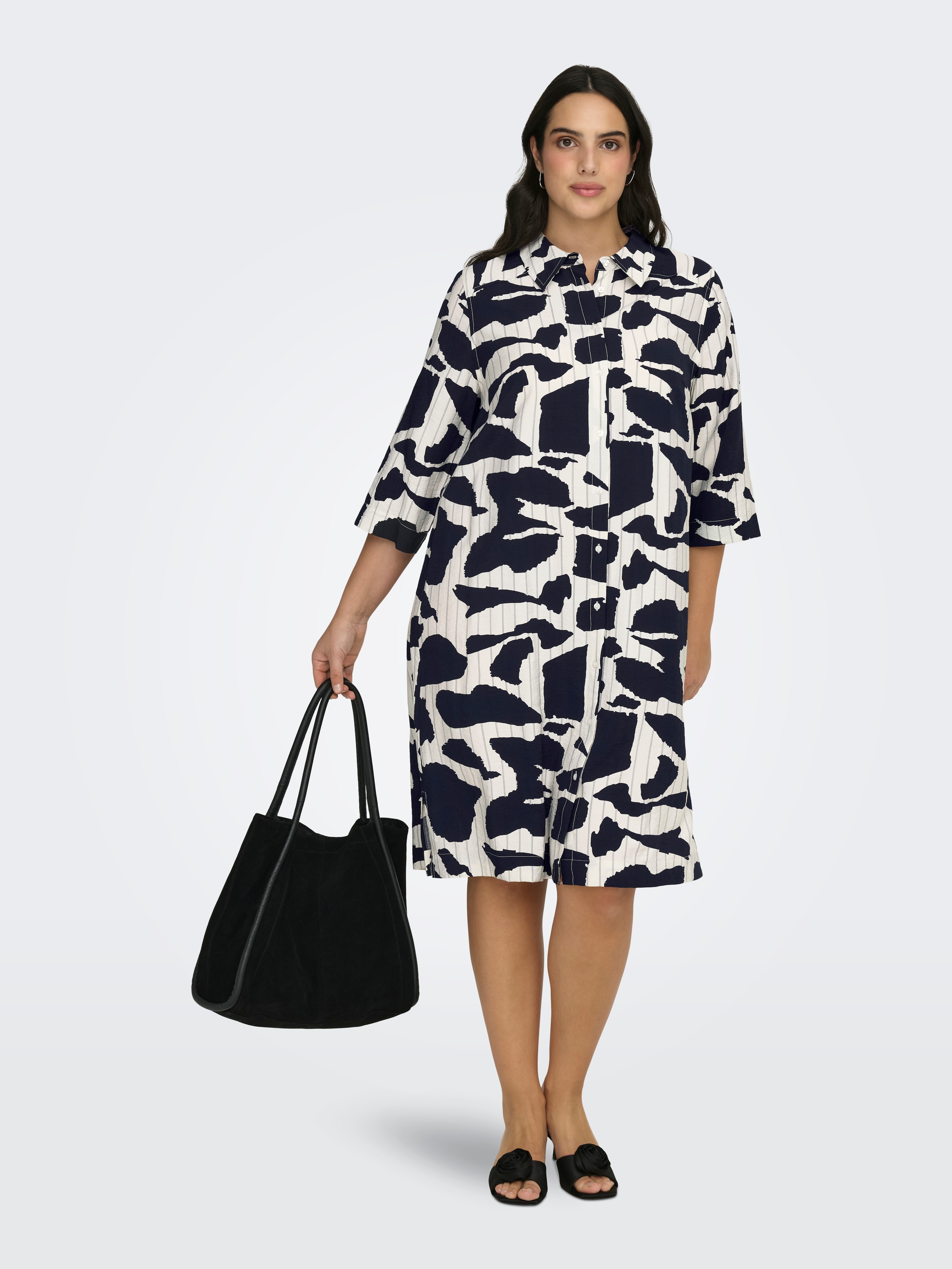 ONLY CARMAKOMA Sommerkleid »CARMISIA LIFE 3/4 BLK SHIRT DRESS WVN«