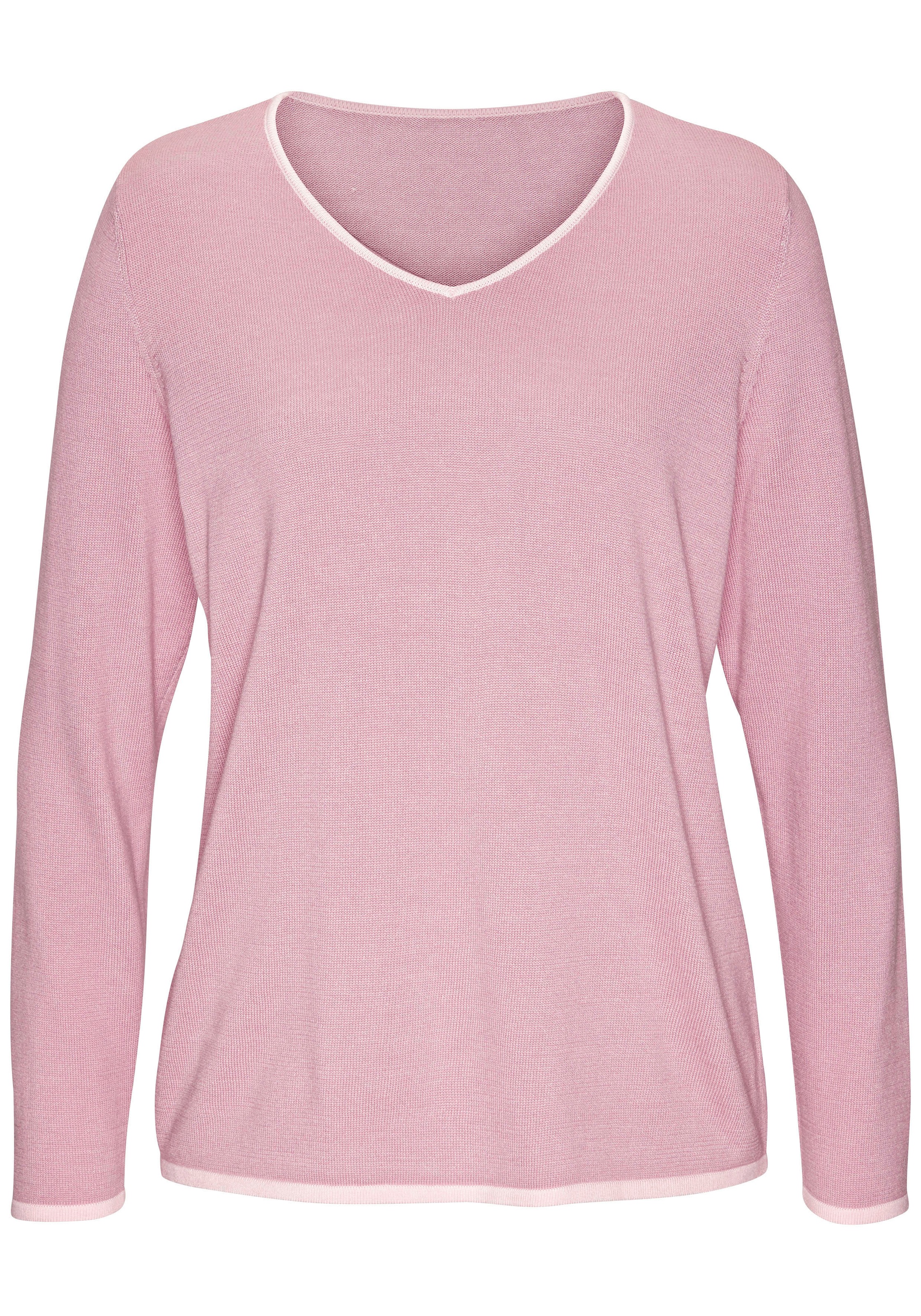 Vivance V-Ausschnitt-Pullover, mit Kontrastkanten, casual günstig online kaufen