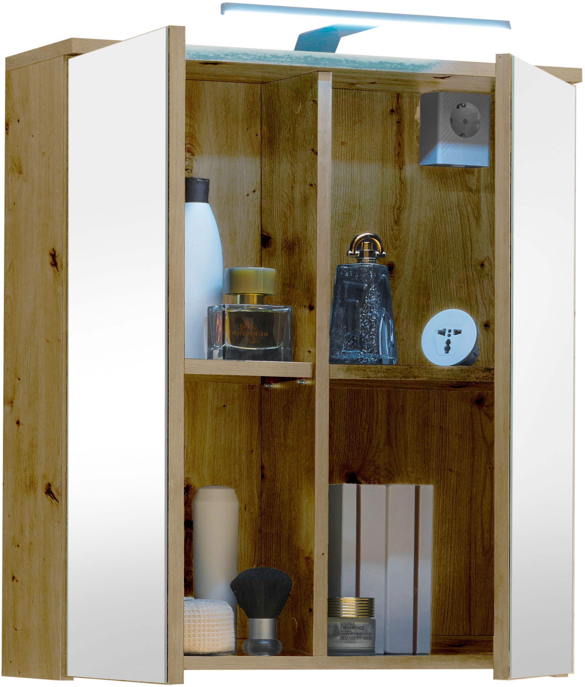 BASIC by Balculina Spiegelschrank »Spice, Badezimmerschrank BxTxH 60x67x20 cm«, (1 St.), Breite 60 cm, LED-Beleuchtung