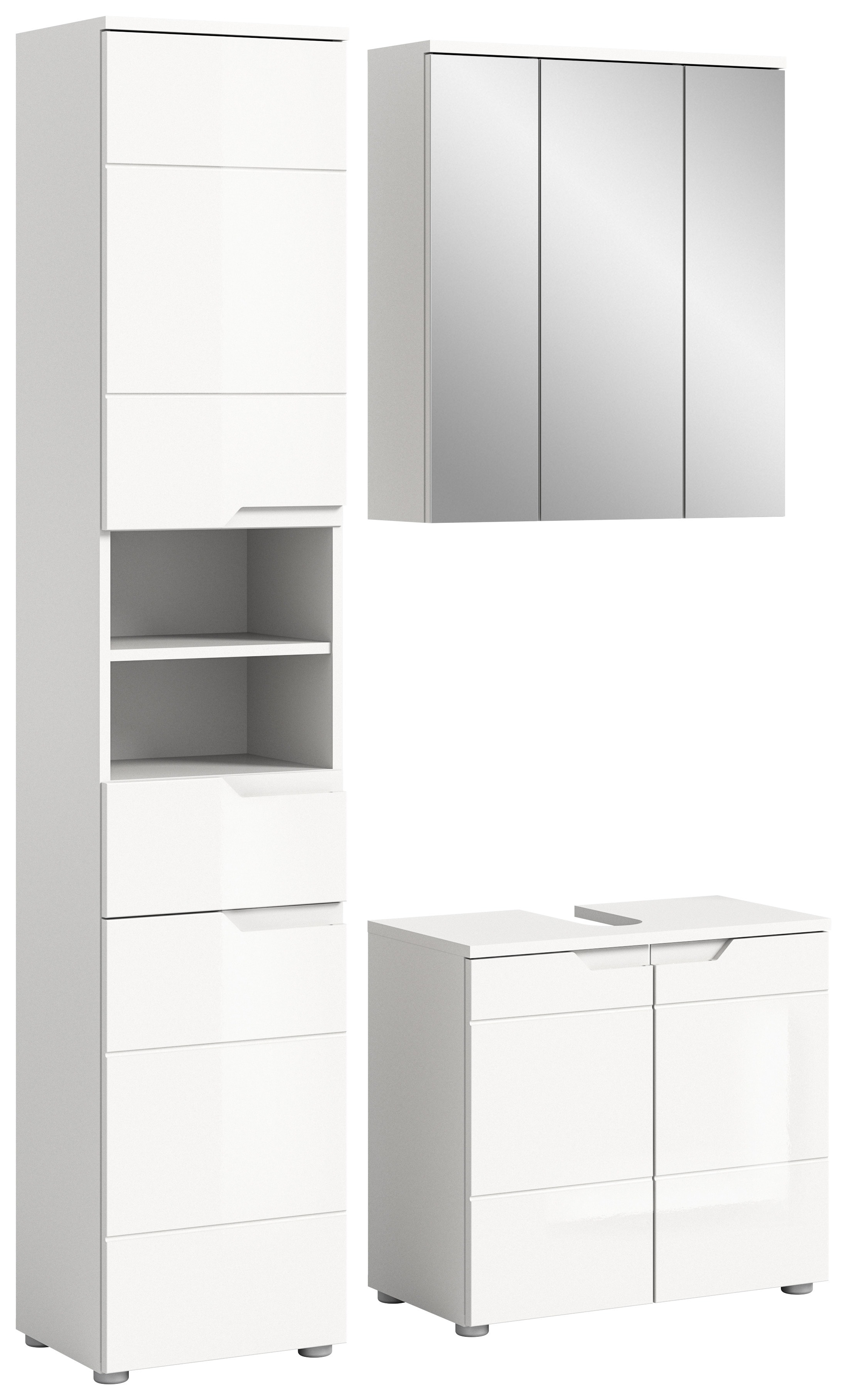 welltime Badmöbel-Set "CAPRI, 3-teilig, mit eingefasster Griffmulde, bestehend aus:"