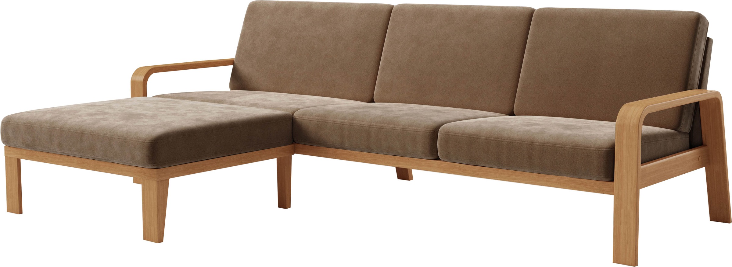 Thumbnail - sit&more Ecksofa "Kolding L-Form", Armlehnen aus eichefarbigem Buchenholz, verschiedene Bezüge und Farben