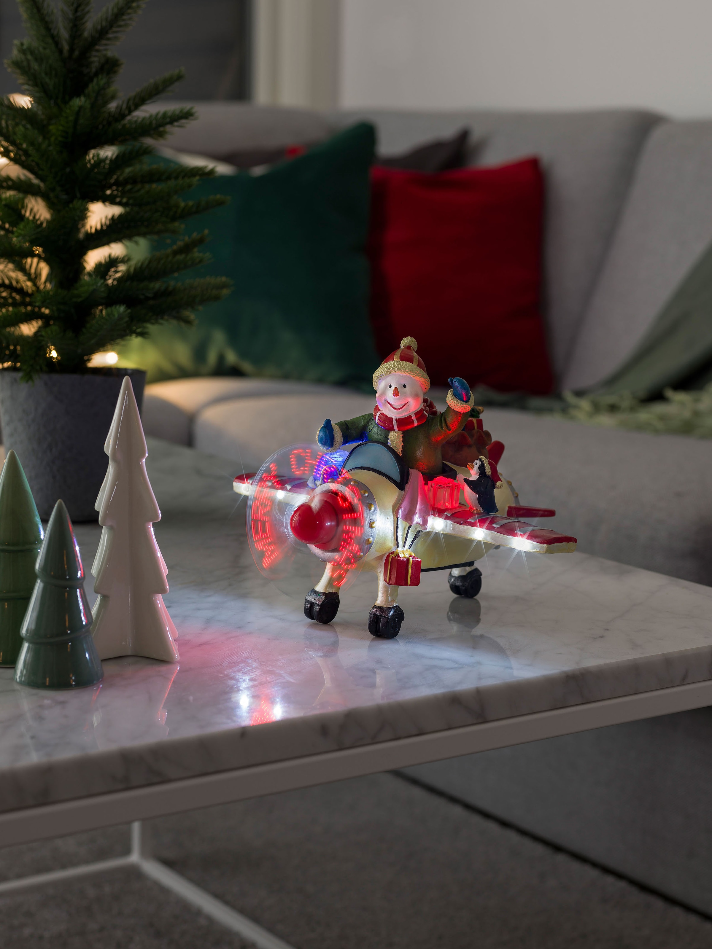 im mit Szenerie LED bestellen BAUR KONSTSMIDE Weihnachtsfigur, Flugzeug, | Animation Schneemann