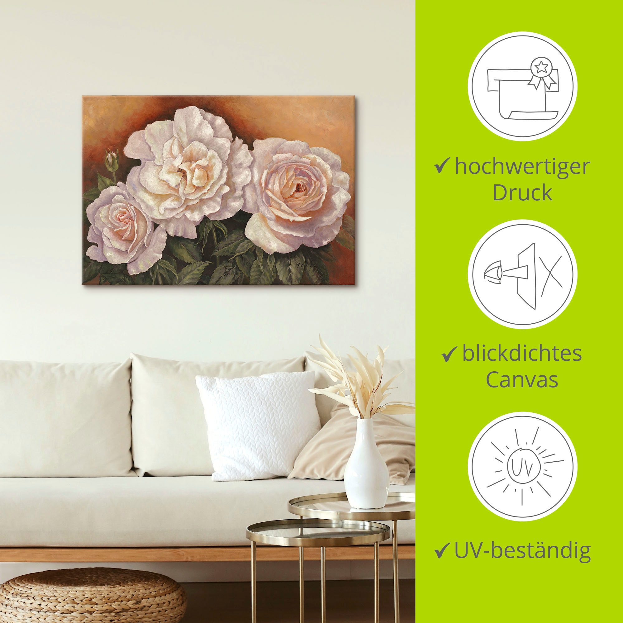Artland Wandbild »Wildrosen«, Blumen, (1 St.), als Leinwandbild, Poster in verschied. Größen