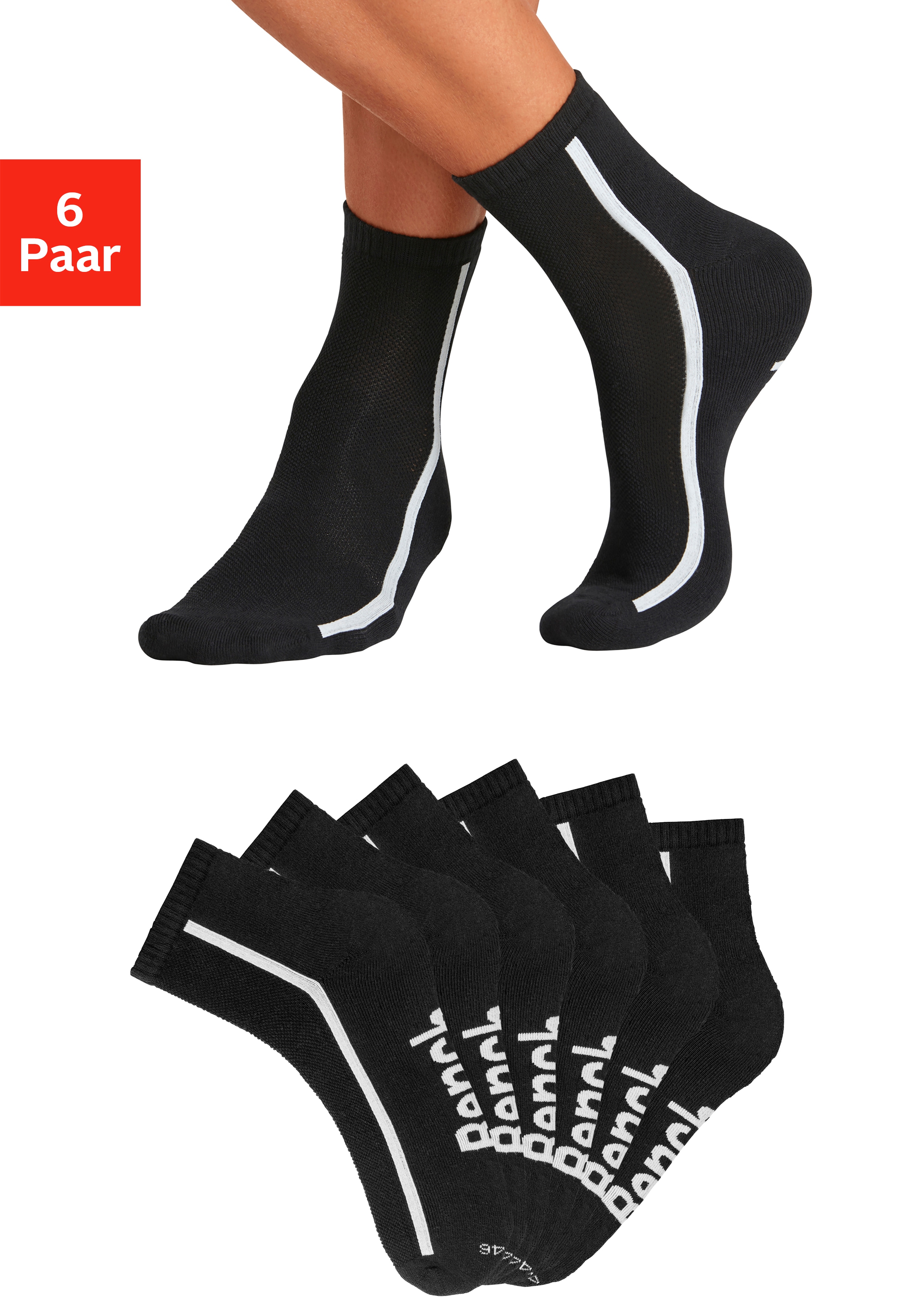Bench. Tennissocken "Sportsocken Herren Quartersocks atmungsaktiv" Packung, 6 Paar tlg. dämpfend durch Hochfersen- Frottee