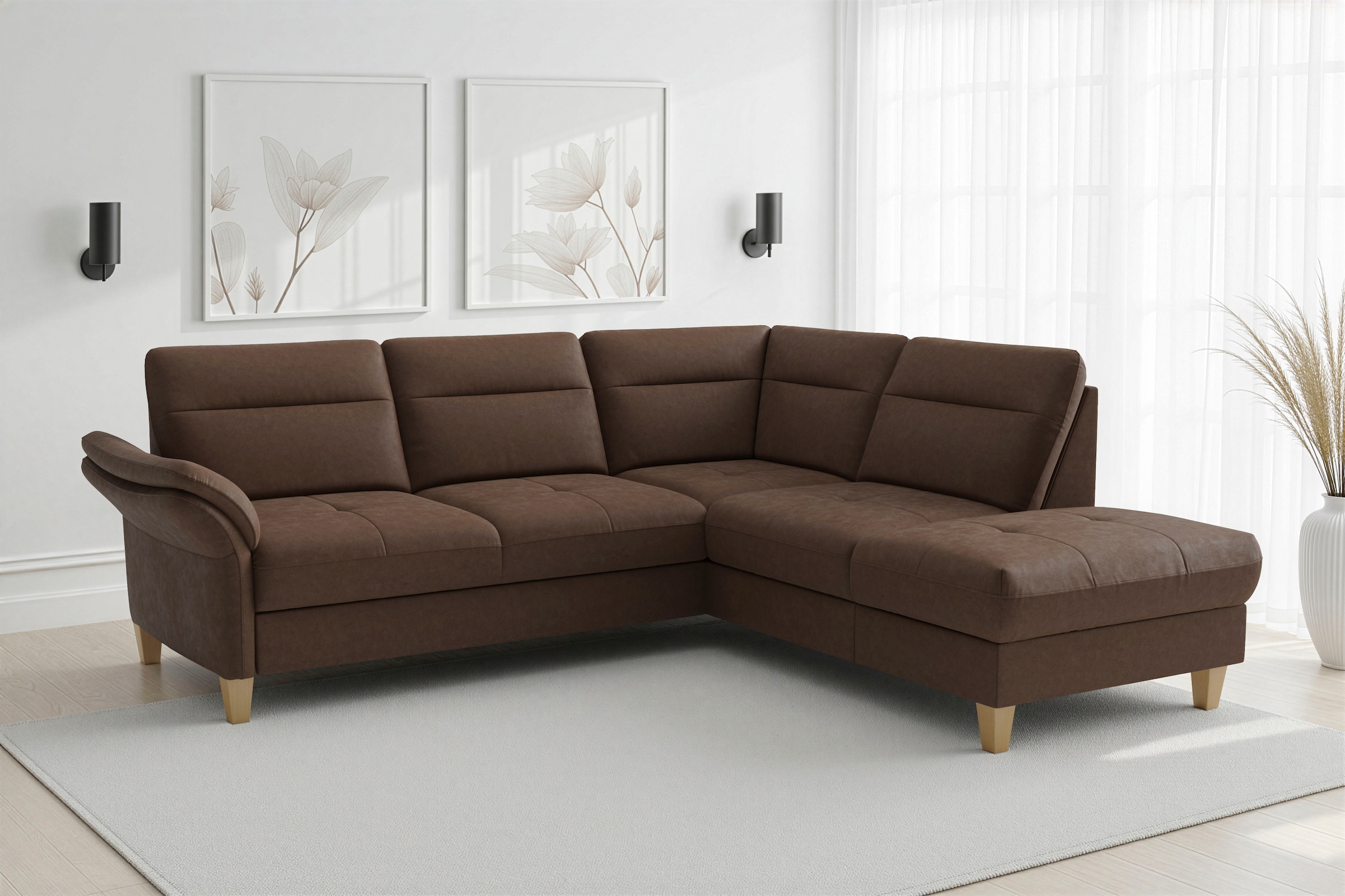 sit&more "Pamela L-Form, B: 218 cm, optional Schlaffunktion & Bettkasten" mit Federkern