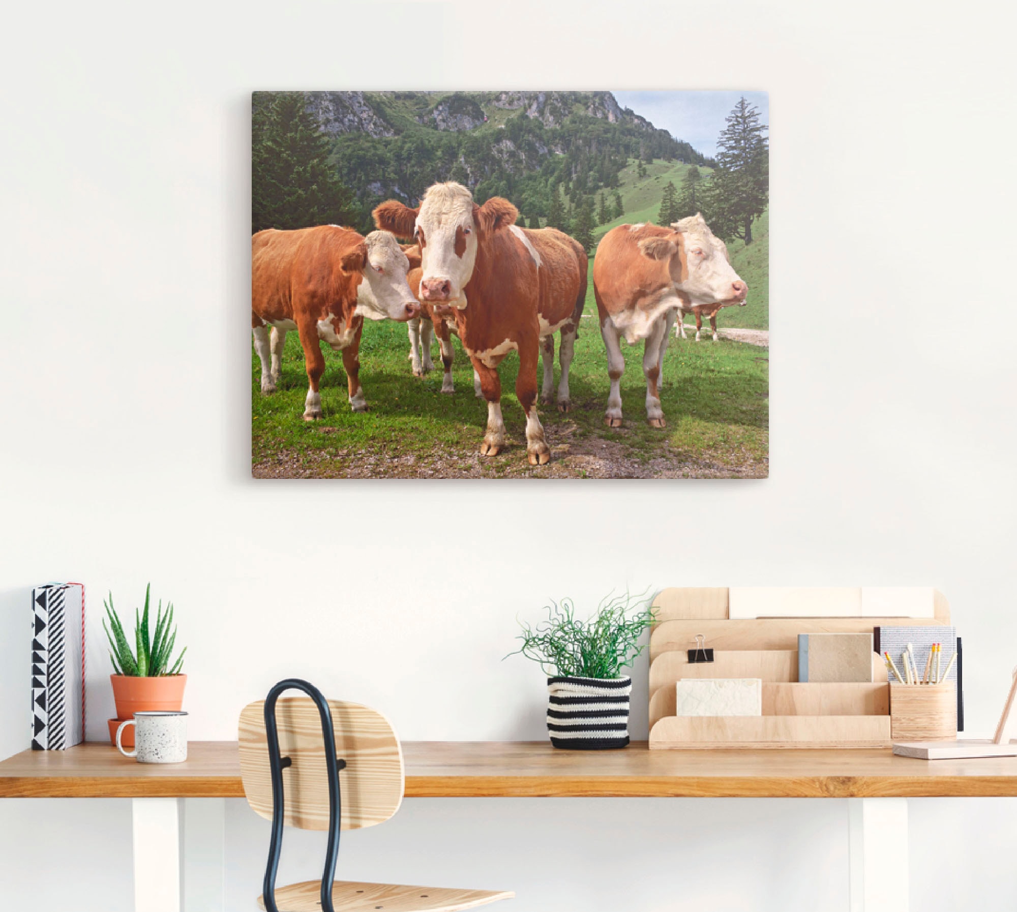 Artland Leinwandbild "Bayerische Kühe", Haustiere, (1 St.), auf Keilrahmen gespannt