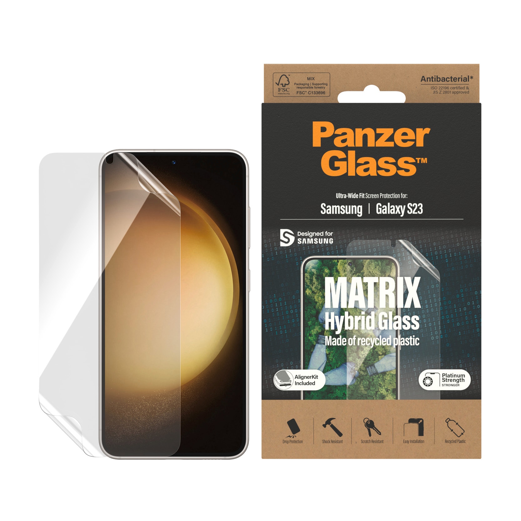 PanzerGlass Displayschutzfolie »Displayschutz - Samstag Galaxy S23 UWF PET-Flaschen AB wA«