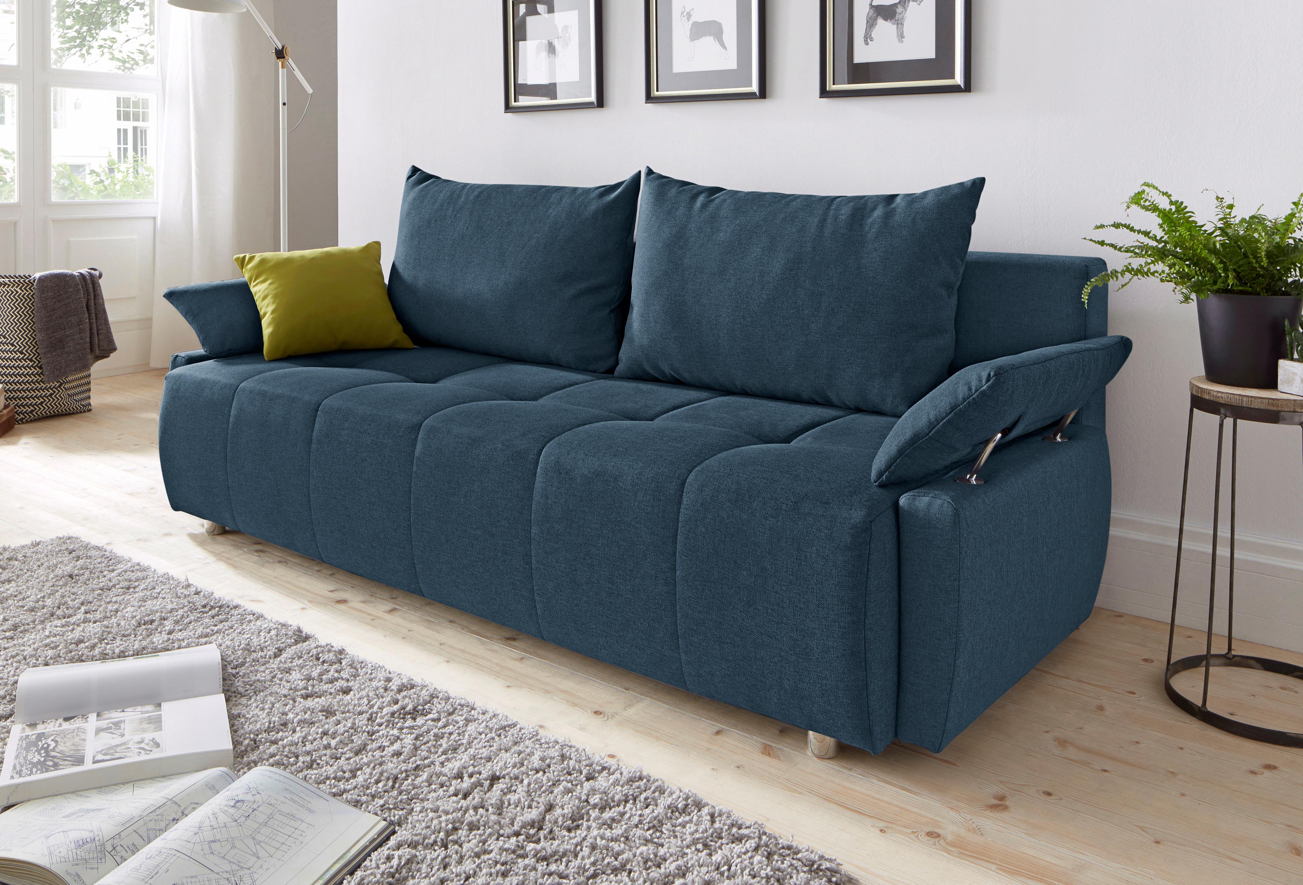 COLLECTION AB Schlafsofa "Funtastic, B: 212 cm, Liegefl. 145x187 cm, Armteilverstellung" Schlaffunktion, Bettkasten & Zierkissen, Gästebett mit Federkern