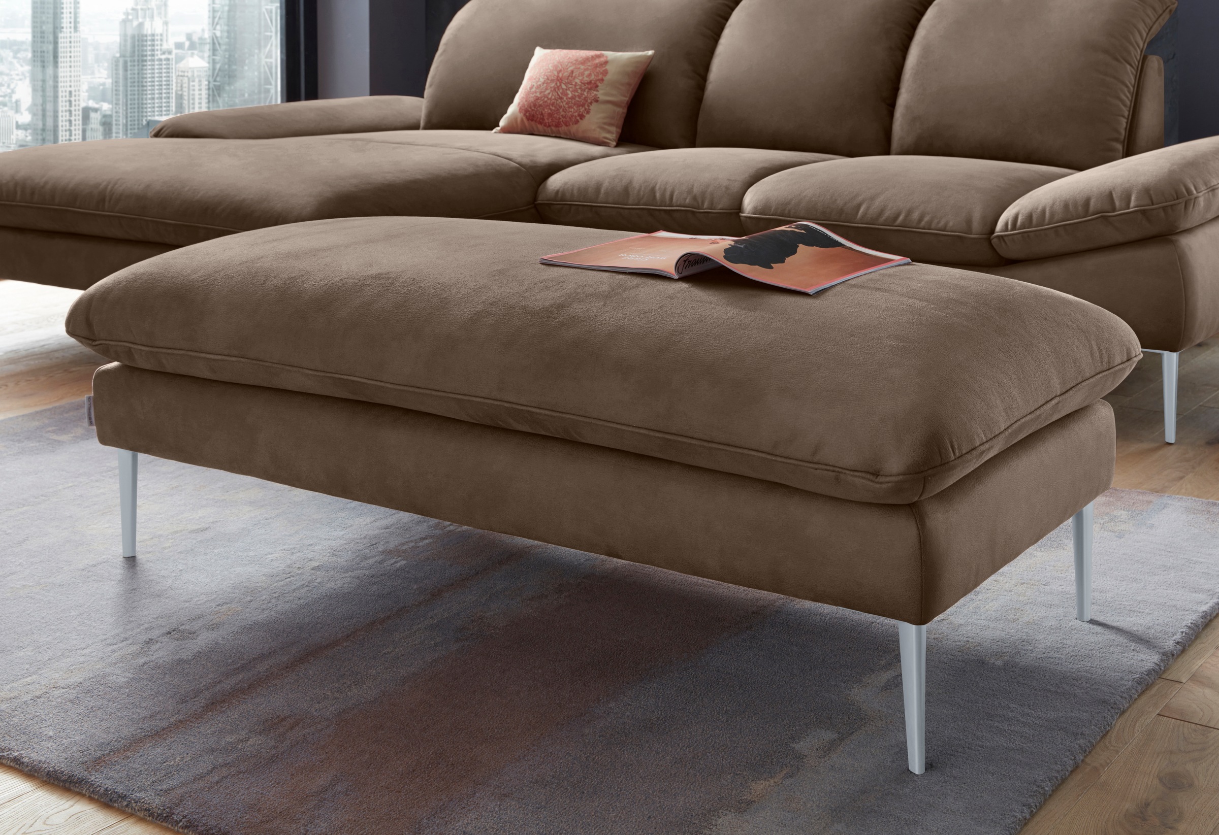 W.SCHILLIG Hocker »enjoy&MORE« Füße silber matt, Breite 151 cm