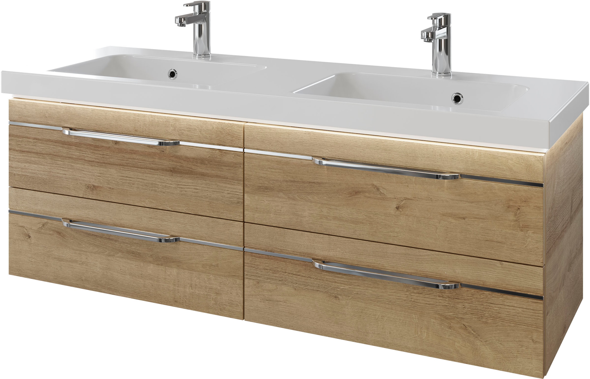 Saphir Waschtisch "Serie Balto Mineralmarmor-Waschtisch mit Unterschrank, 147,8 cm breit", Doppel-Waschplatz mit 4 Schub