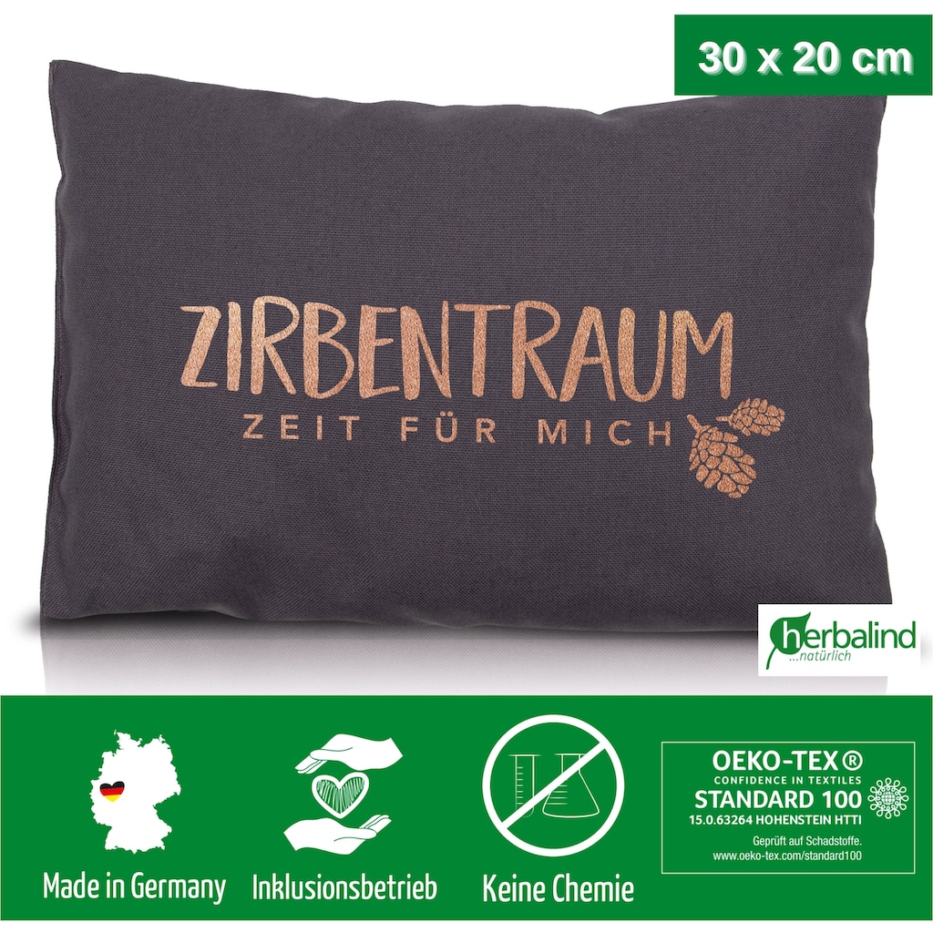 herbalind Zirbenkissen »Zirbentraum in Anthrazit/Roségold 30x20 mit Reißverschluss - Gefüllt«, (1 tlg.)